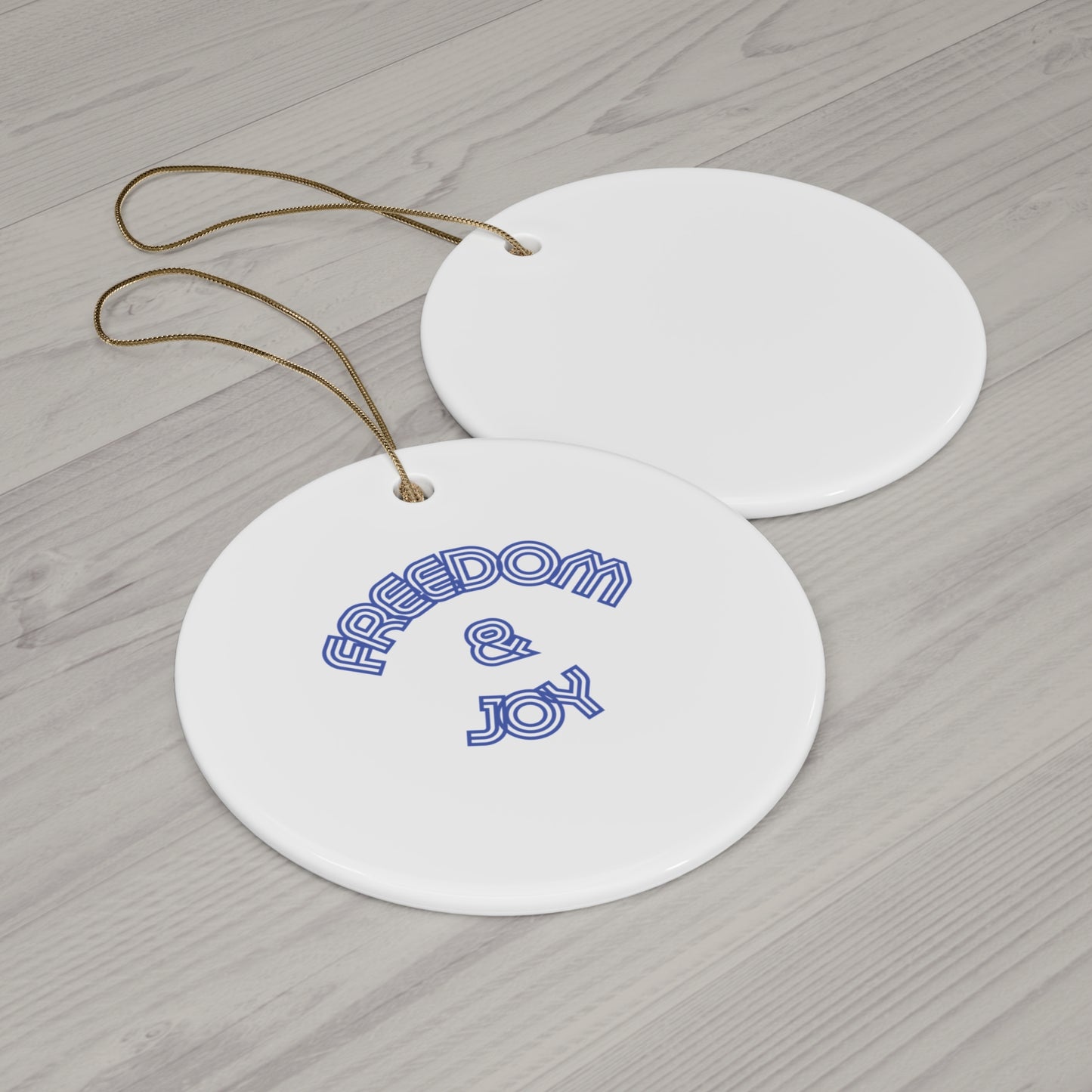 Freedom & Joy Hanging Ceramic Ornament, Equality, Inclusion, Election, Vote, Circle Snowflake Heart Star, Christmas Tree, Holiday, Gifts