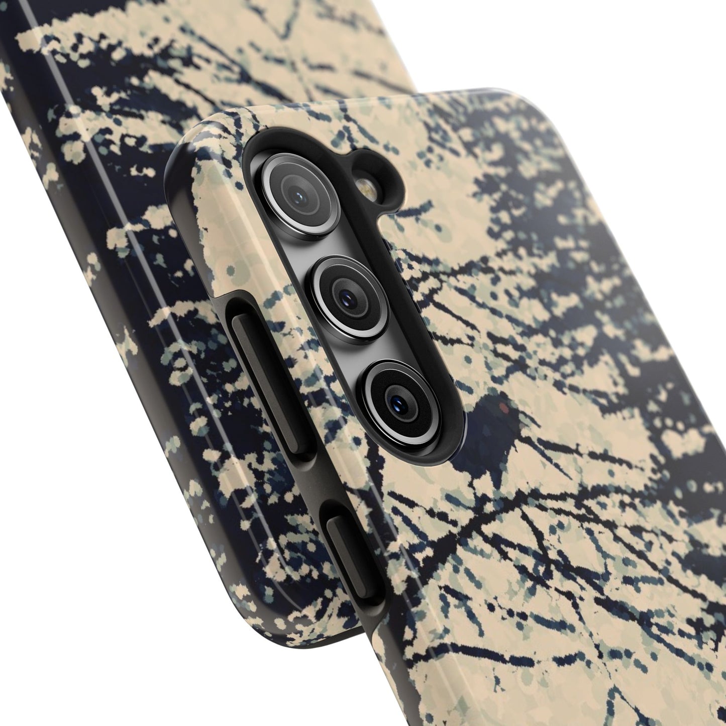 Crows in Forest Tough Phone Cases, iPhone & Samsung cases, wireless charging, crows, trees, birds, original artwork, gifts, Halloween