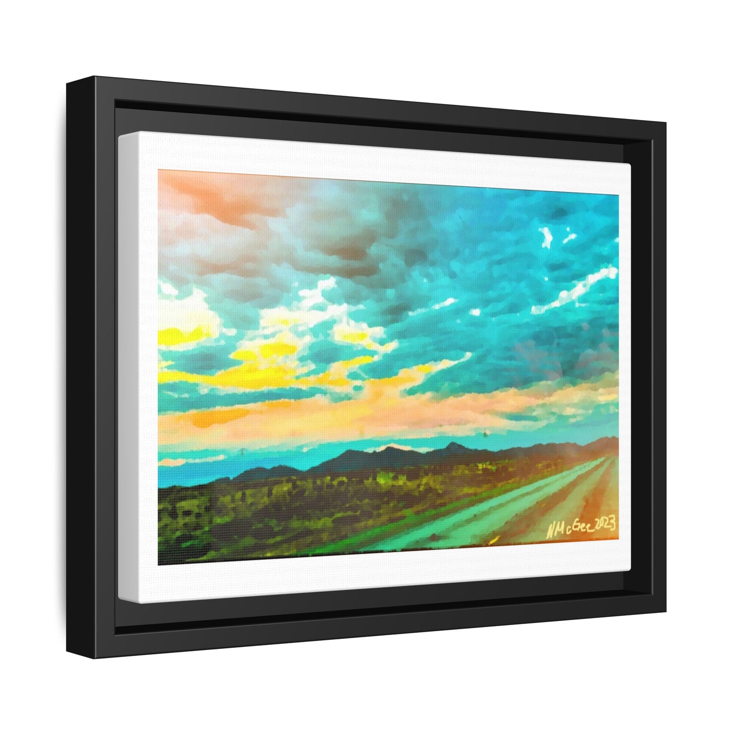 Black Frame Wyoming Landscape, Nature, America, Western, Artwork, Wall Art, Matte Print, Mountains, Gift, Sky, Colorful, Clouds, Sunset, Eco