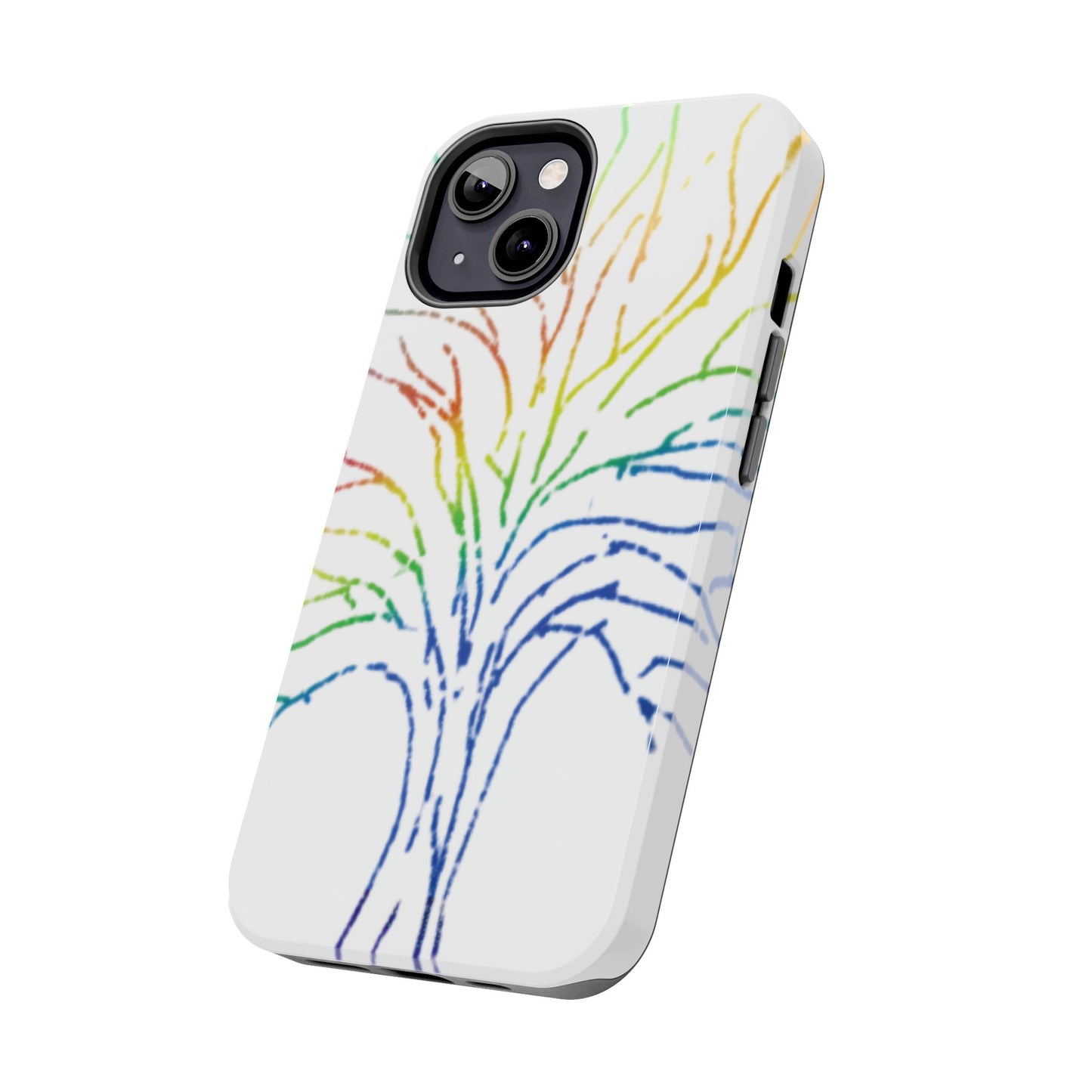 Rainbow Tree Tough Phone Cases - Colorful Nature Love Pride Gender Neutral Gifts for Friends, iPhone Samsung Wireless Charging Cover, LGBTQ+
