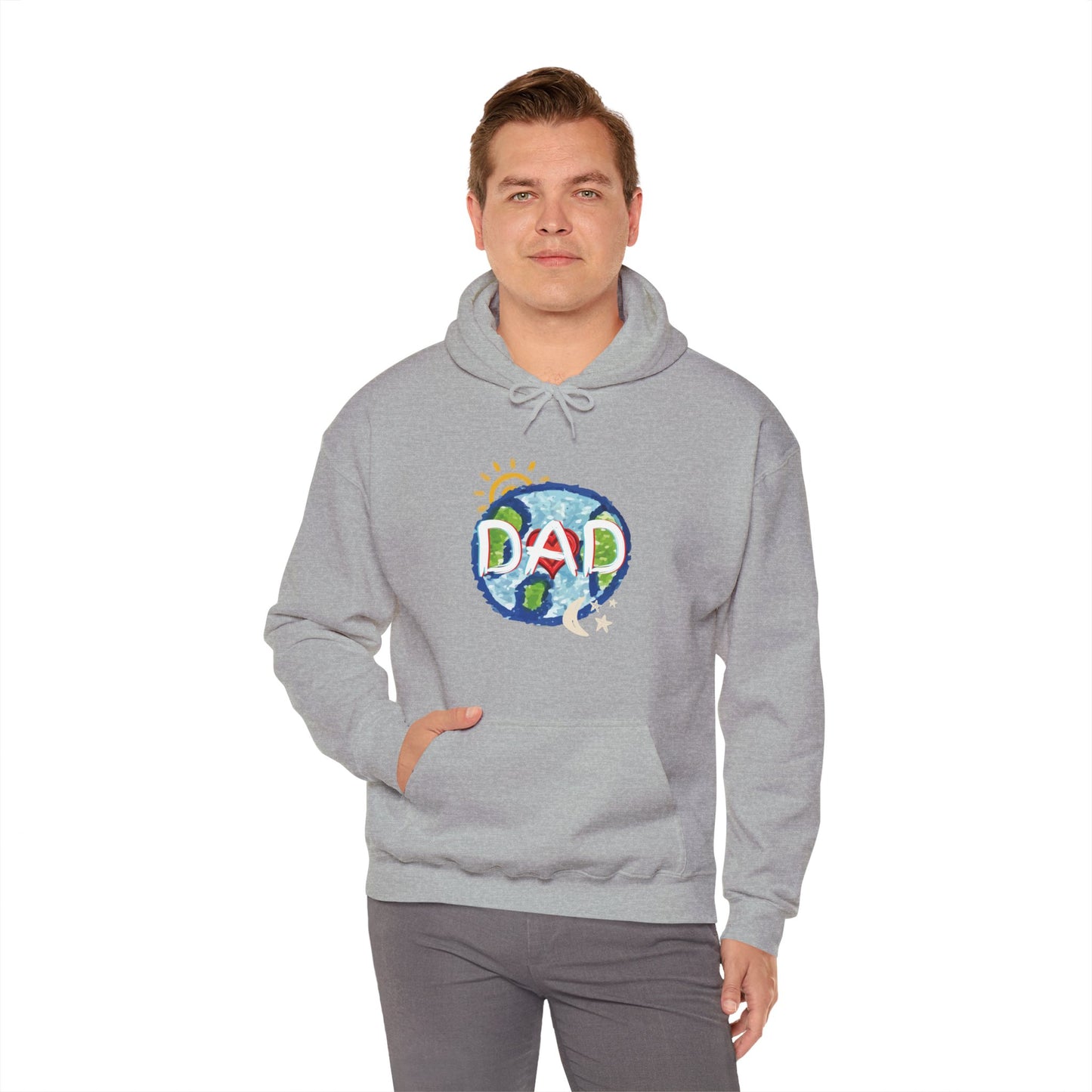 DAD Hooded Sweatshirt - Whole World Sun Moon & Stars Heart Love Fathers Day Gift for Men