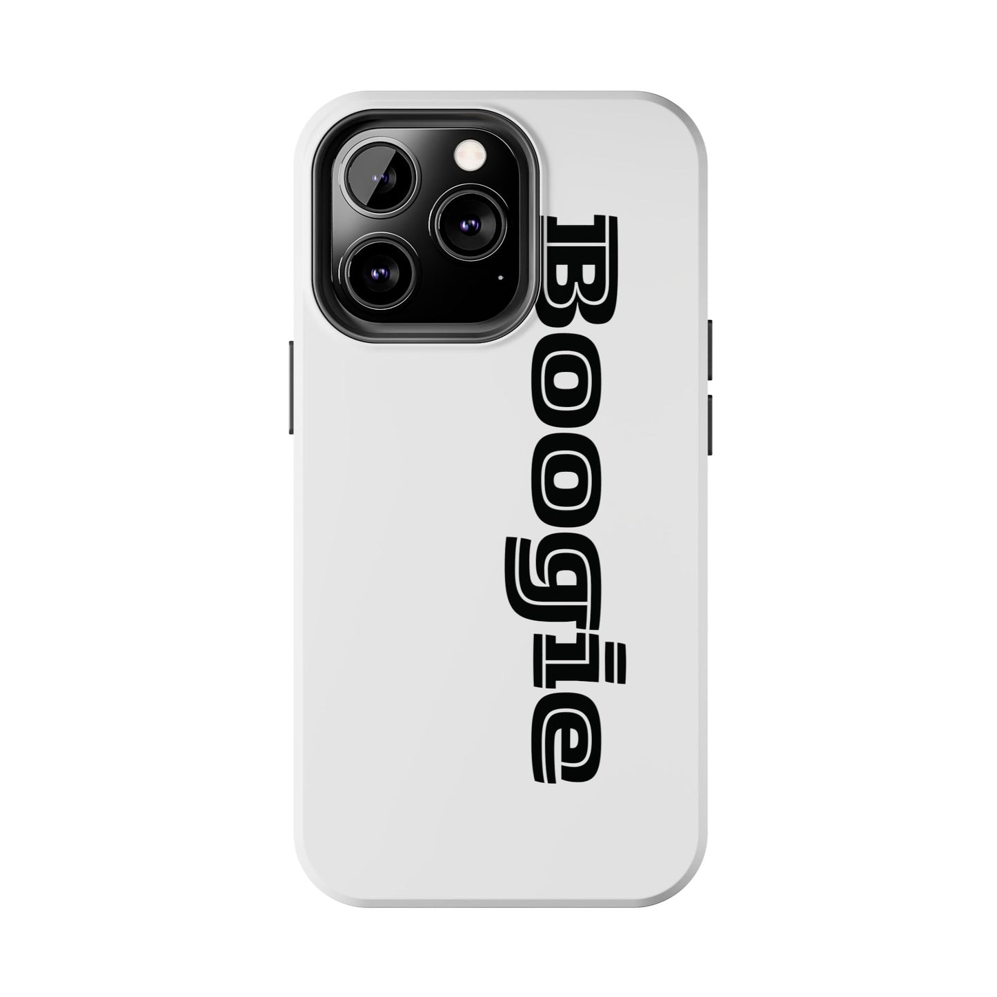 Boogie White Tough Phone Cases, iPhone Samsung cases, wireless charging, gender neutral women men friends kids teens gift birthday Christmas