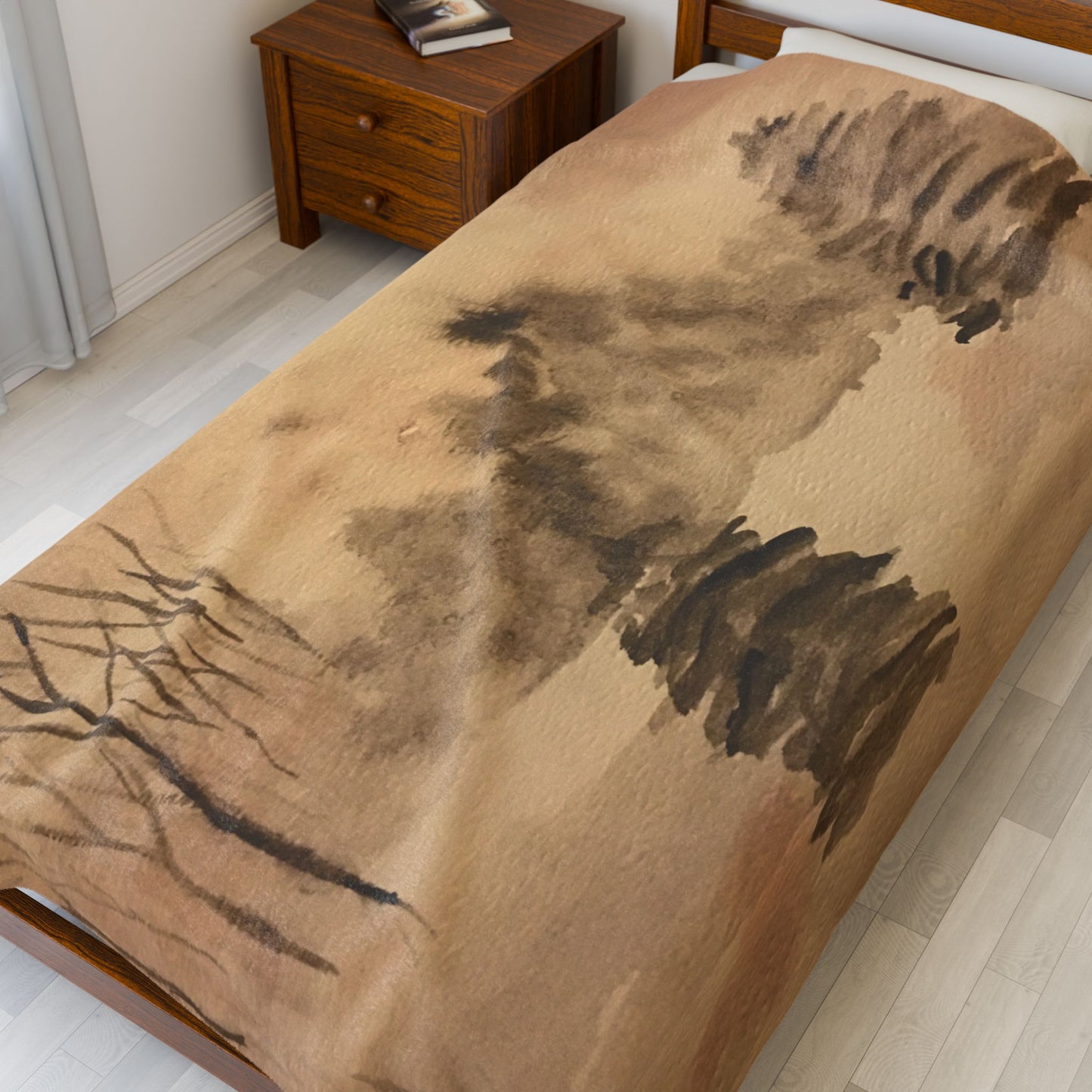 Winter Scene Velveteen Blanket, Cozy Throw, Home Decor, Gift, Bed Cover, Dorm, Warm, Soft, Couch Blanket, Birthday Anniversary Christmas