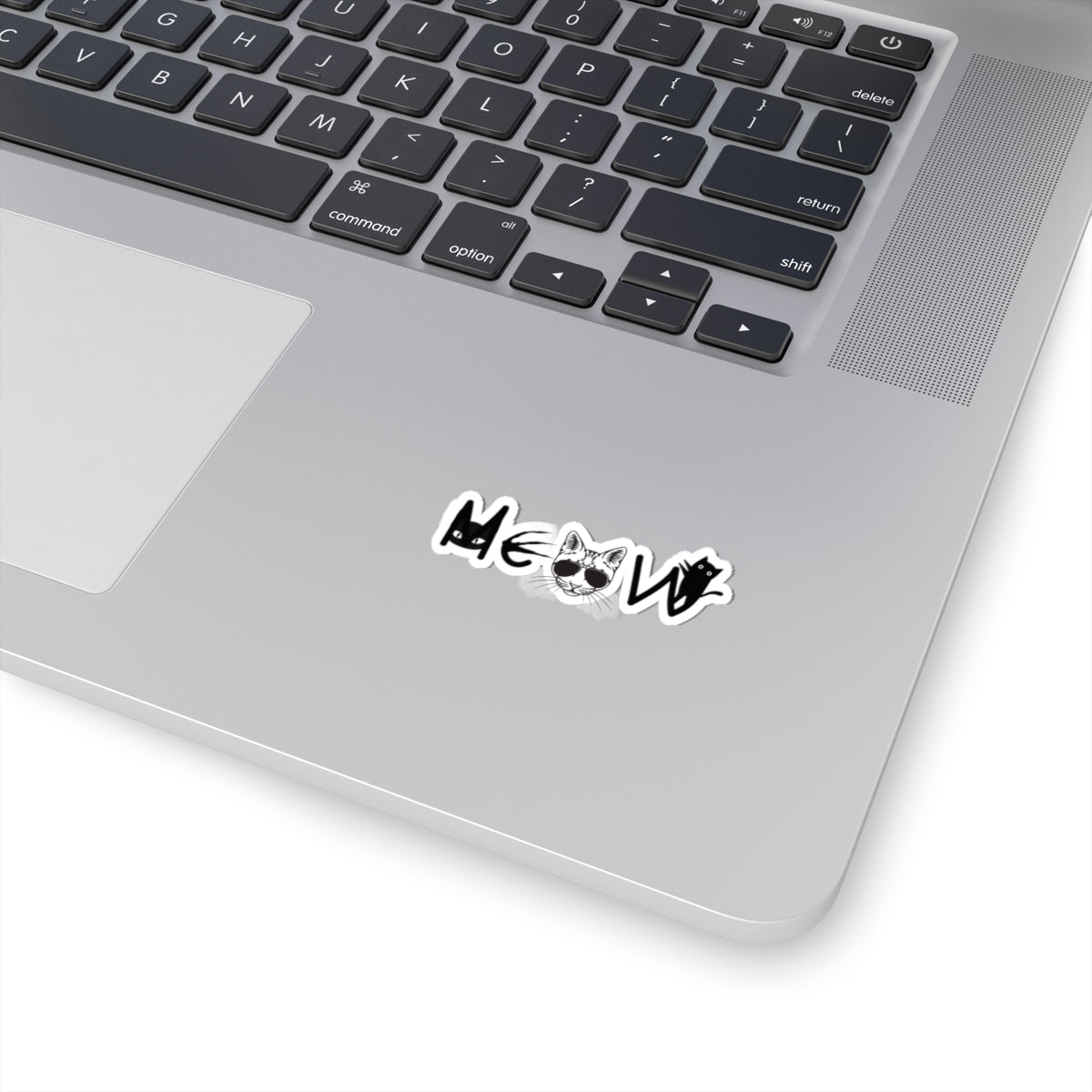 Cat Meow Black Kiss-Cut Stickers - Cat Lover Gift, Cute Kitty Decal, Pet Owner Present, Animal Lover Sticker, Laptop Decal