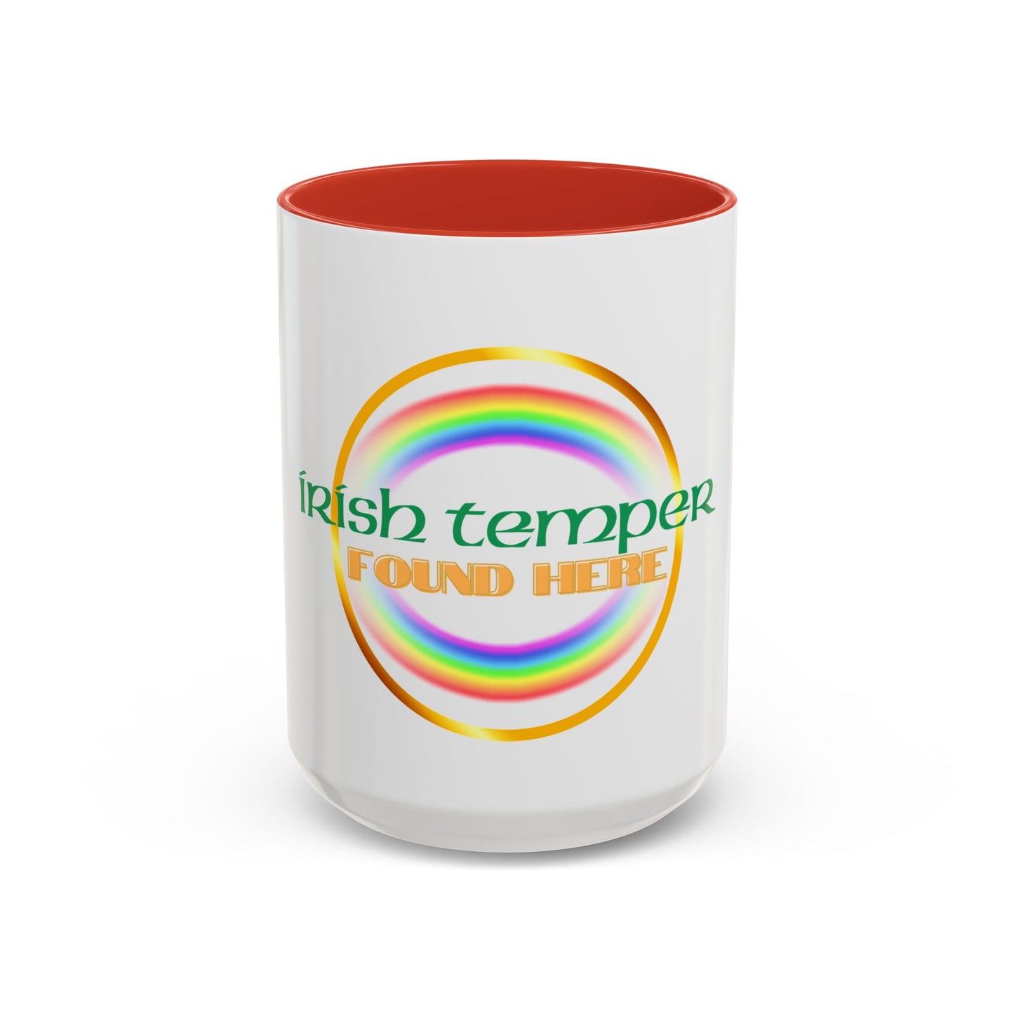 Coffee Mug - Irish Temper Found Here, Rainbow Design, BPA-Free Ceramic, St Patricks Gift