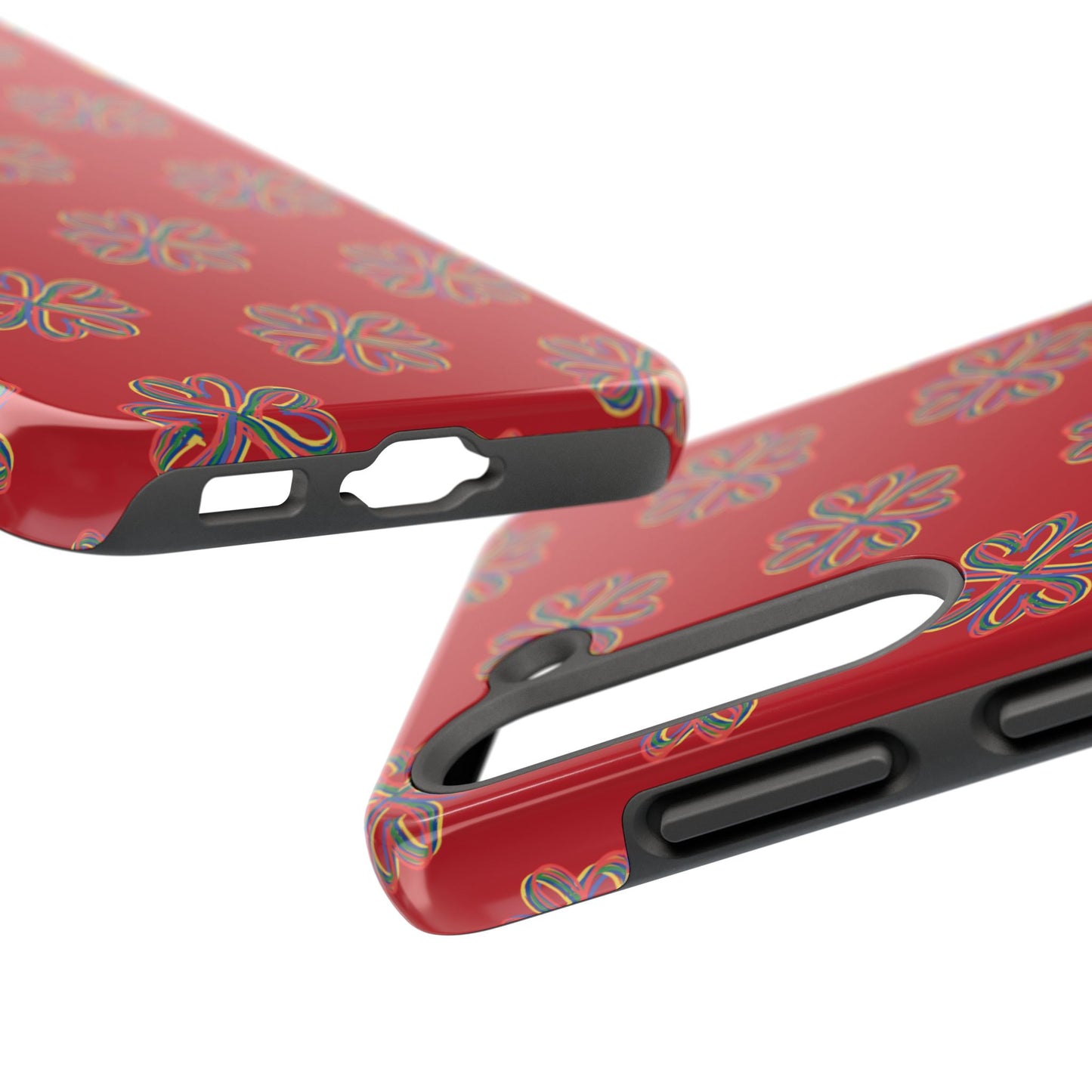 Floral Tough Phone Case, Red Phone Cover, Protective Tech Accessory, Botanical Phone Shell, Gift for Gardeners, Colorful, Wireless Charging