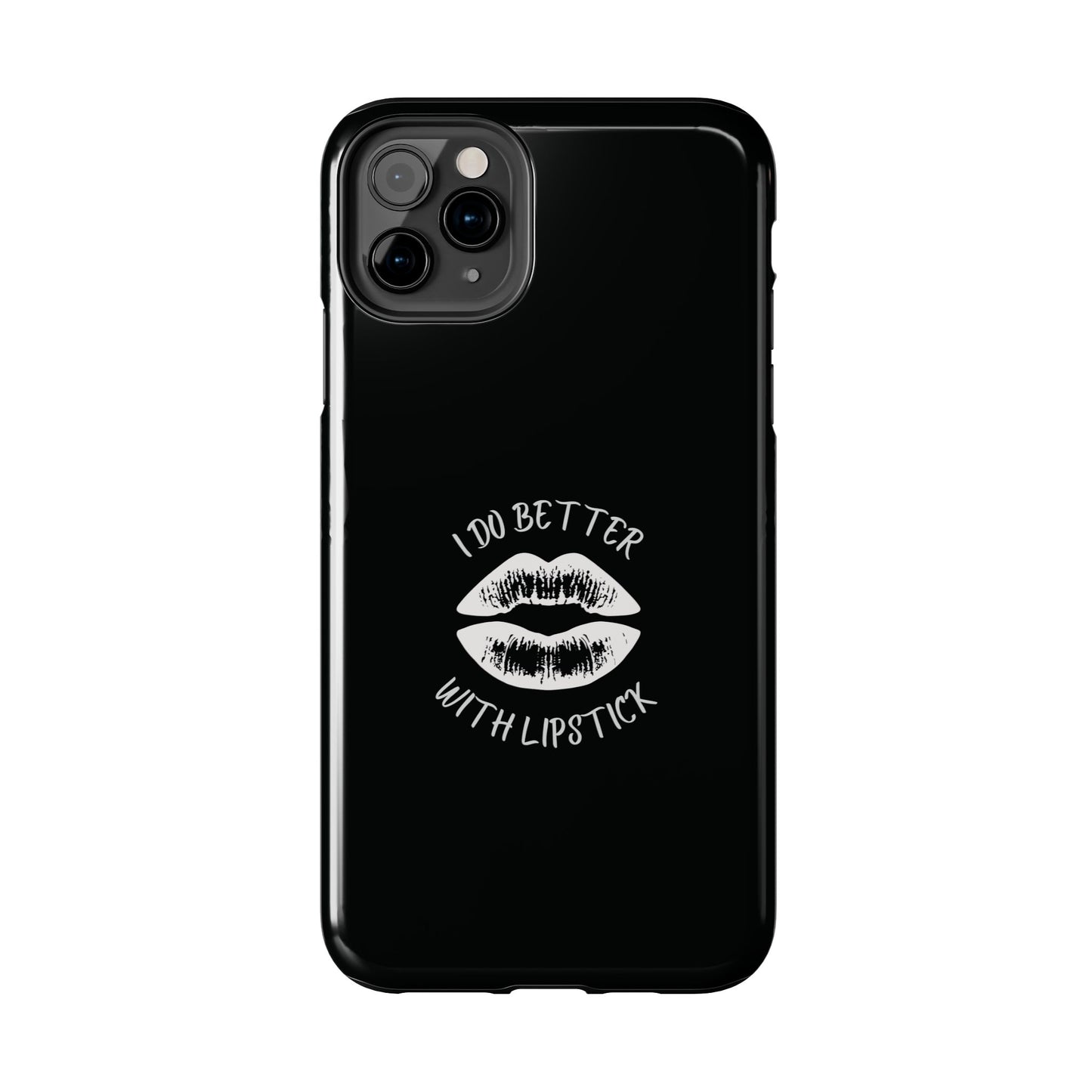 Glamorous Lipstick Tough Phone Cases - Empowered Gifts, Sassy Wireless Charging Cover, Fun Lips Samsung & iPhone Cases, Black Design