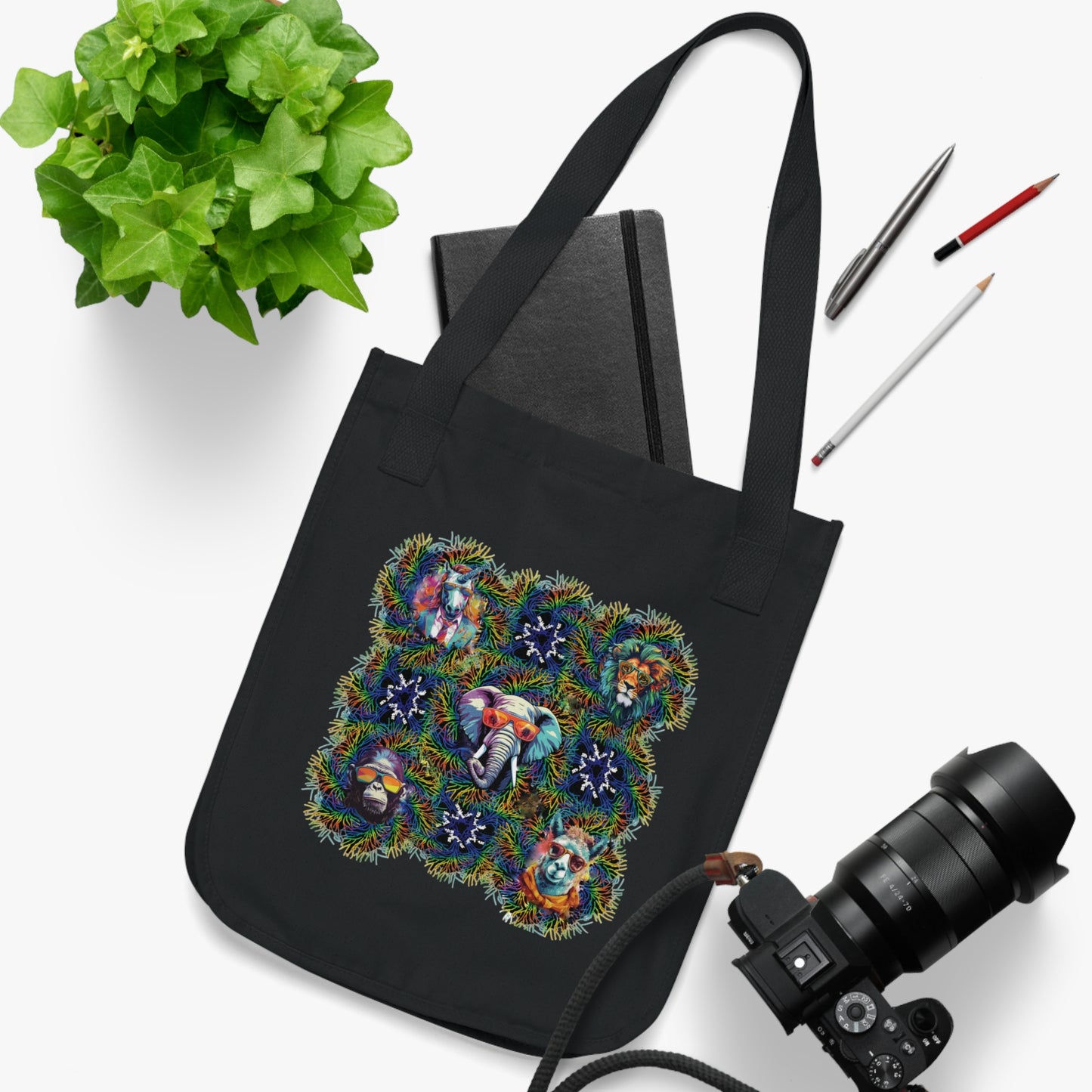 Wild & Cool Creatures Organic Canvas Tote Bag, Gender Neutral, Women, Men, Kids, Gift, Groceries, Shopping, Books, Eco, Birthday, Christmas