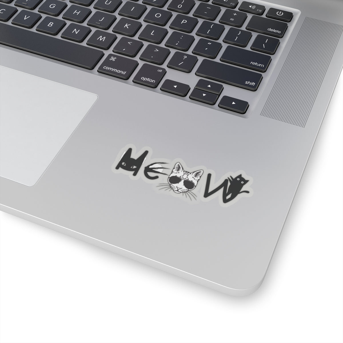 Cat Meow Black Kiss-Cut Stickers - Cat Lover Gift, Cute Kitty Decal, Pet Owner Present, Animal Lover Sticker, Laptop Decal