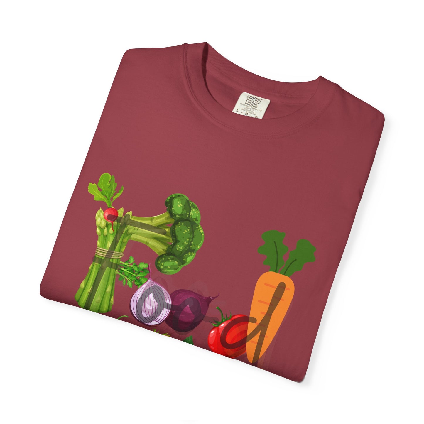 Food Unisex Garment-Dyed T-shirt, vegetables, healthy, groceries, snacks, cooking, gender neutral, casual, relaxed, soft, preshrunk cotton