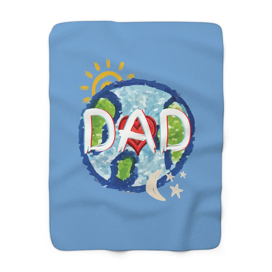 DAD Sherpa Fleece Blanket, Whole World, Sun, Moon & Stars, Heart, Love, Fathers Day, Gifts for Men, Comfy, Soft, Home, Throw, 50x60 60x80