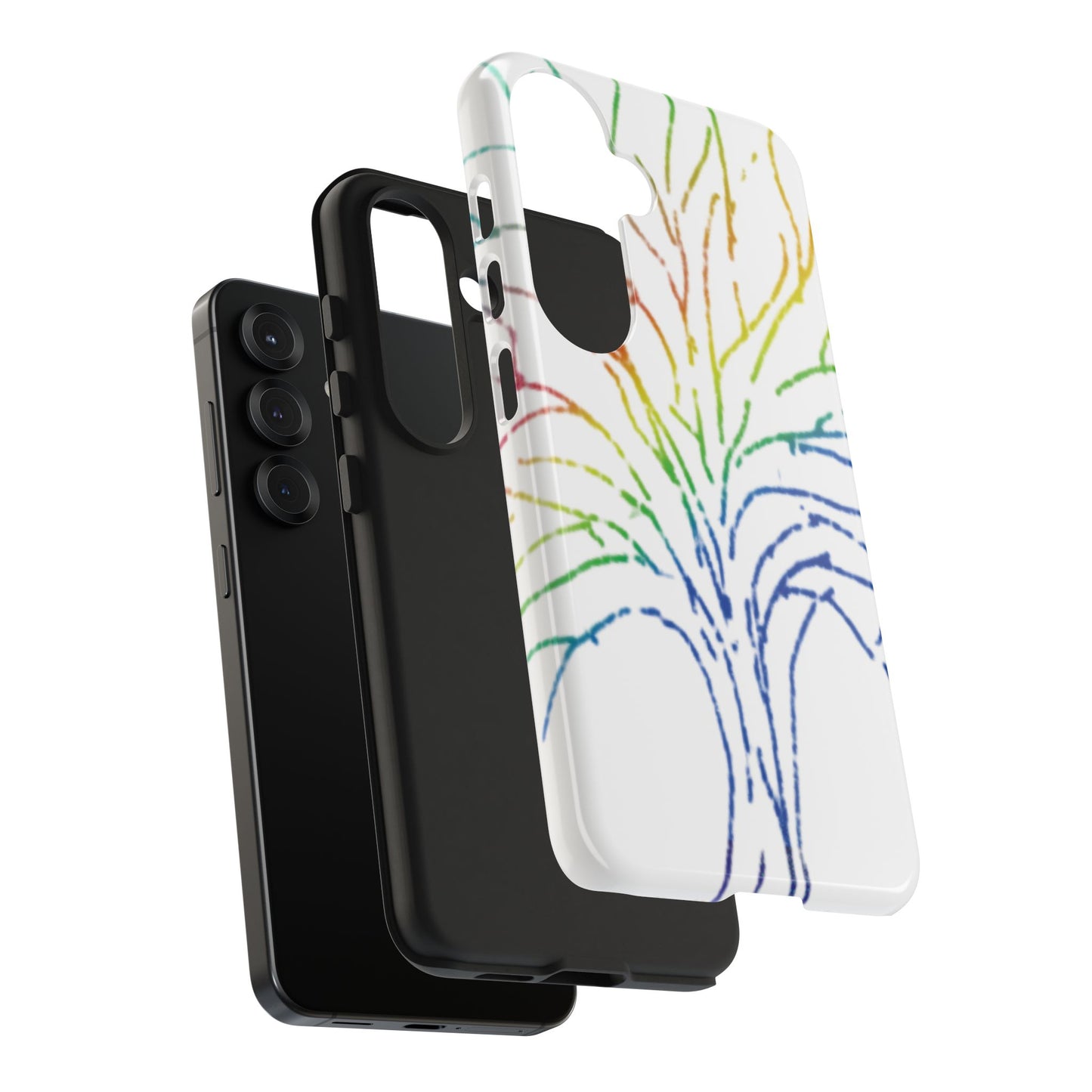 Rainbow Tree Tough Phone Cases - Colorful Nature Love Pride Gender Neutral Gifts for Friends, iPhone Samsung Wireless Charging Cover, LGBTQ+