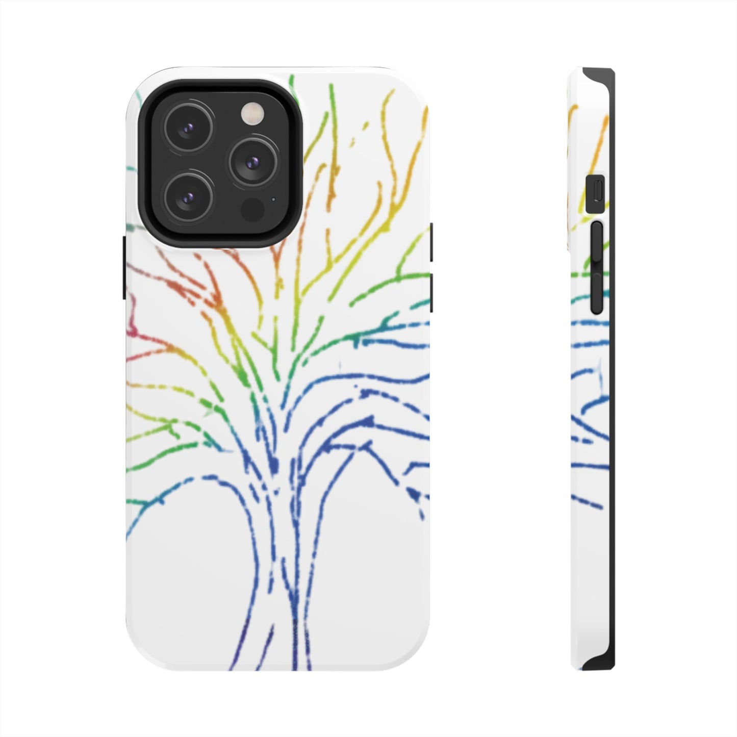 Rainbow Tree Tough Phone Cases - Colorful Nature Love Pride Gender Neutral Gifts for Friends, iPhone Samsung Wireless Charging Cover, LGBTQ+