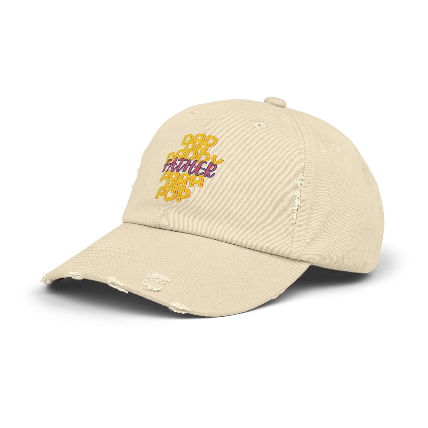 Father Unisex Distressed Cap, Dad Da Daddy Papa Pa Pop, Fathers Day, Gift, Hats, Cotton Twill, Adjustable, Gifts for Men