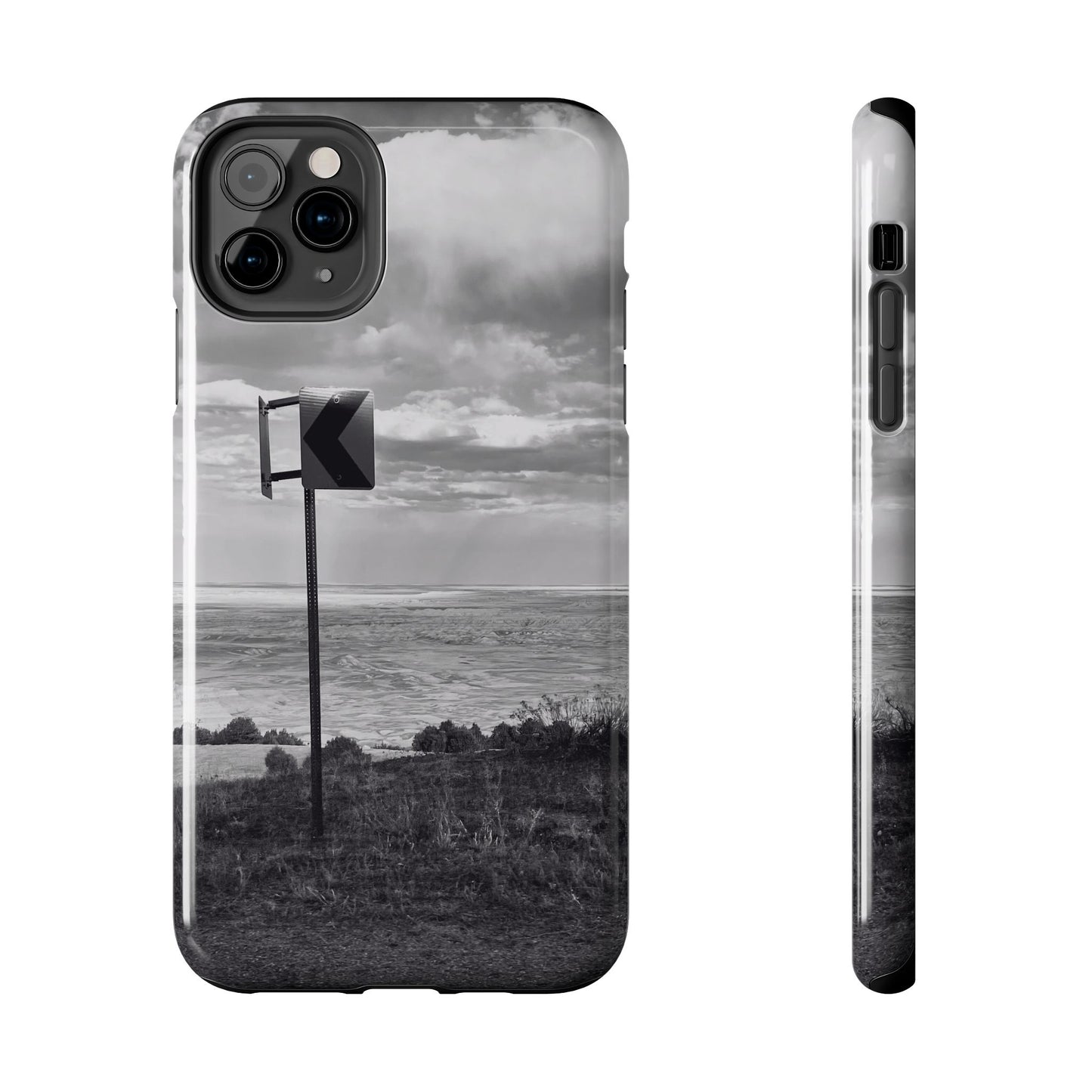 Road Sign Tough Phone Cases, iPhone & Samsung cases, wireless charging, black and white photo, nature, original art, gift birthday Christmas