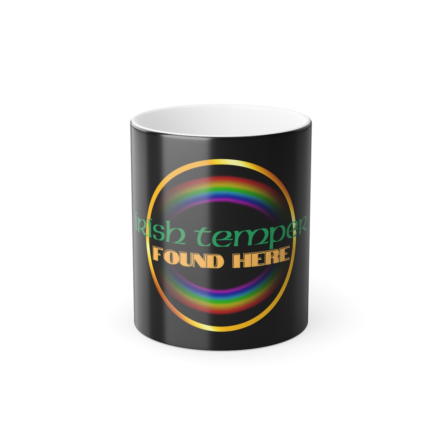 Irish Temper Found Here Color Morphing Mug - 11oz, Rainbow, Funny, St Patricks Day Gift