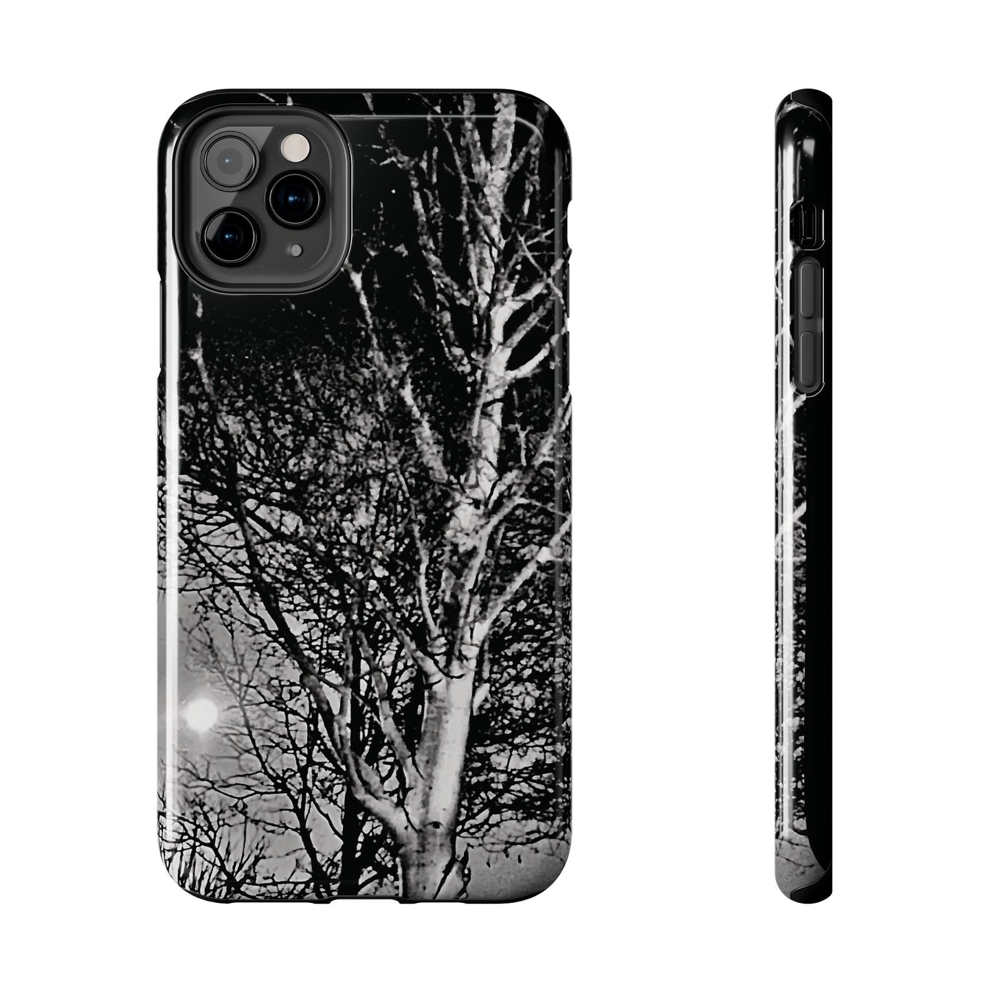 Worm Moon Night Trees Tough Phone Cases, iPhone & Samsung cases, wireless charging, trees, nature, spooky, original photo, gifts, Halloween