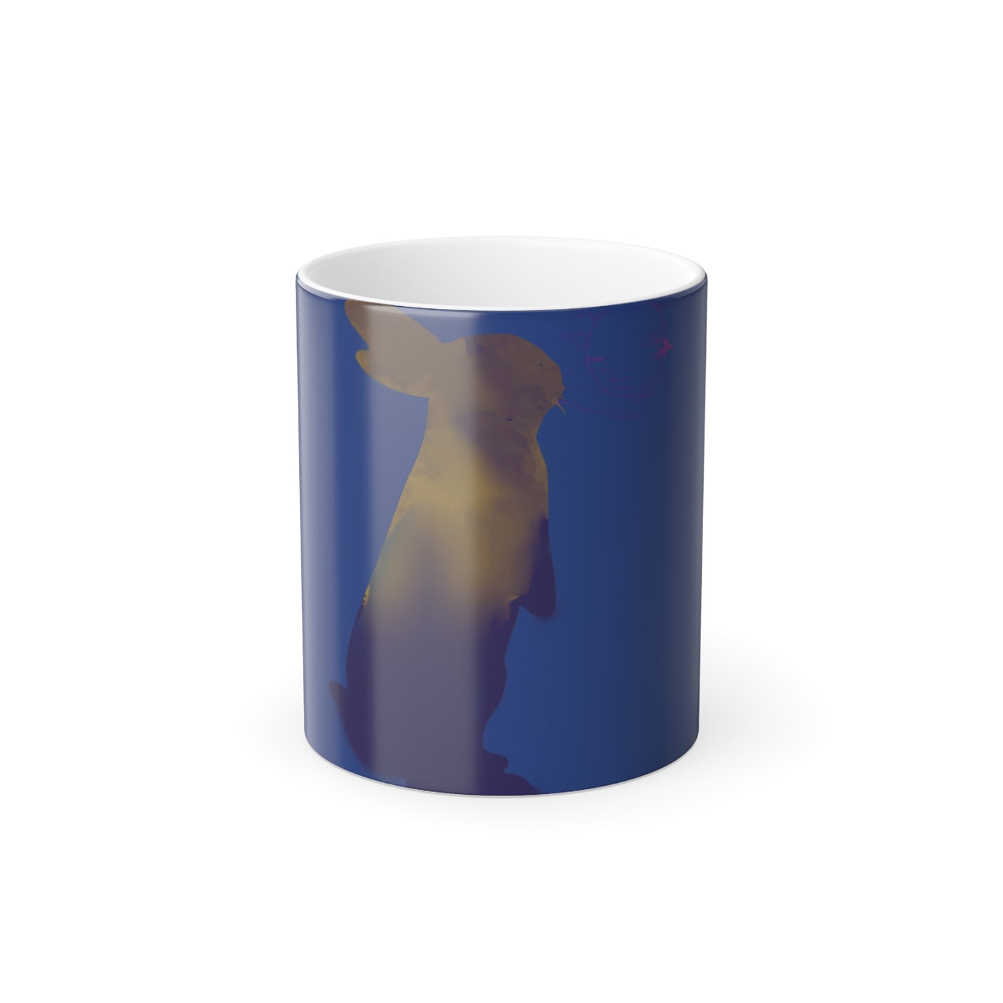 Rabbit Moon Blue Color Morphing Mug 11oz - Heat Reactive Ceramic Coffee Tea Cup