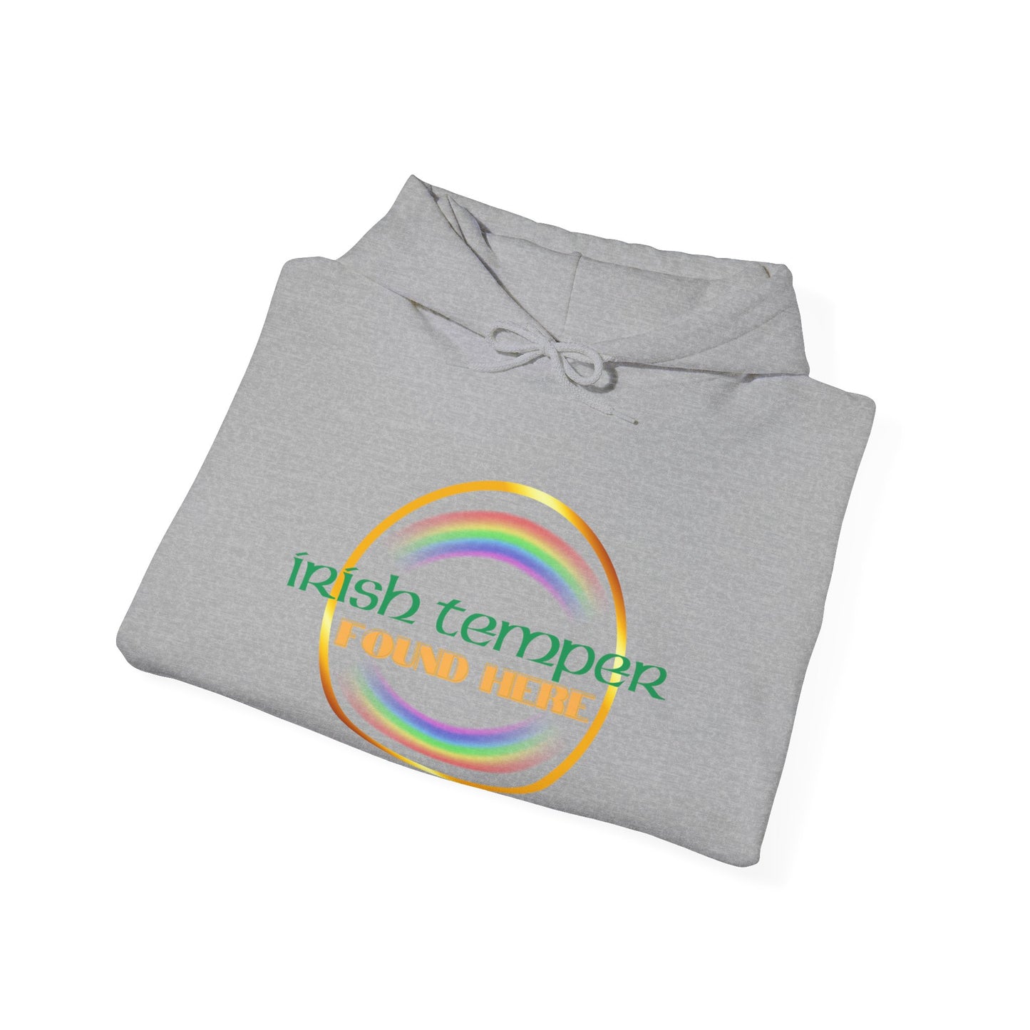 Irish Temper Found Here Unisex Heavy Blend™ Hooded Sweatshirt, rainbow, hoodie, warm, soft, gift, gender neutral, men, women, St Patricks