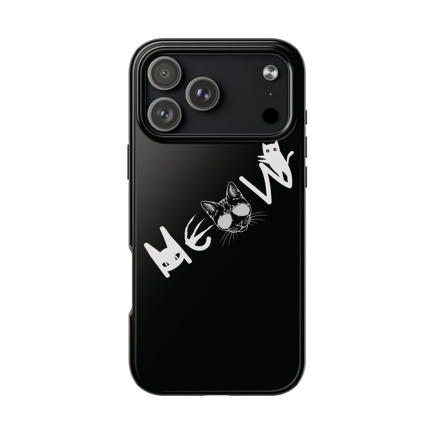 Meow Tough Phone Cases, iPhone & Samsung cases, wireless charging, cats, sassy, kitty, gender neutral, gifts, Halloween, birthday, Christmas