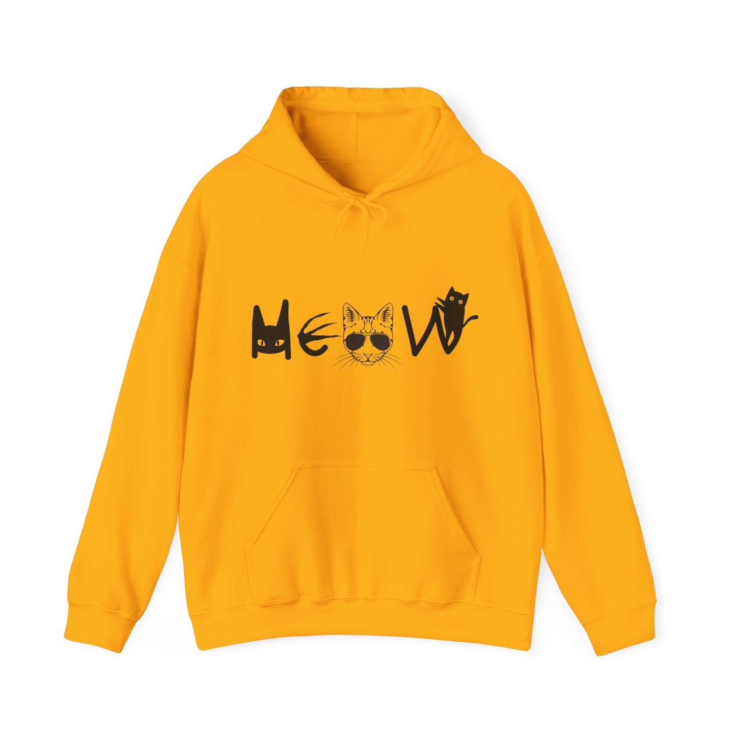 Meow Unisex Heavy Blend™ Hooded Sweatshirt, cats, sassy, fun, gender neutral, Halloween, election, Gift, Comfy, Soft, Warm, Hoodie, Pullover