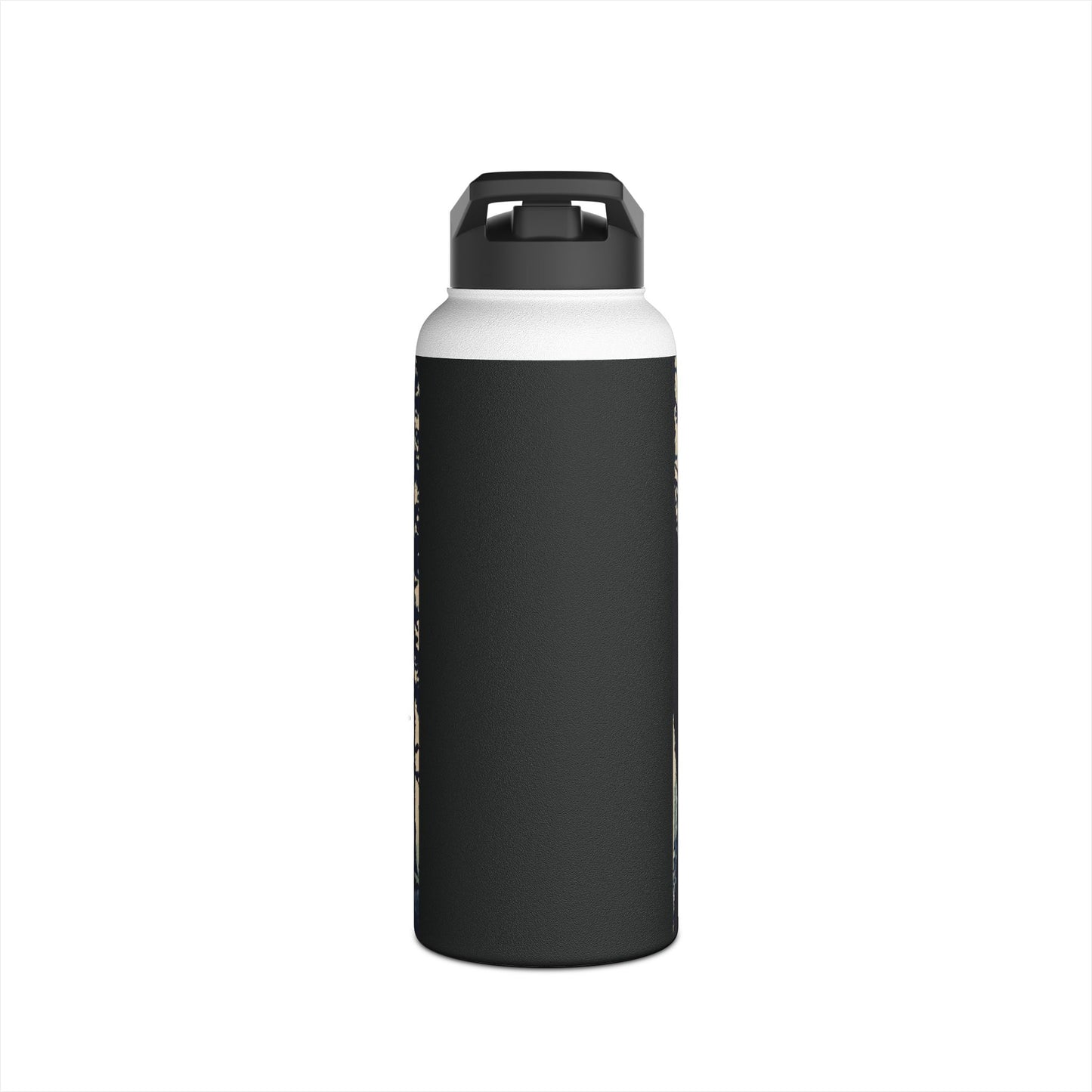 Crows in Forest Stainless Steel Water Bottle, Trees, Birds, Nature, Original Artwork, Exercise, Gift, Black & White, Eco BPA-free, Halloween