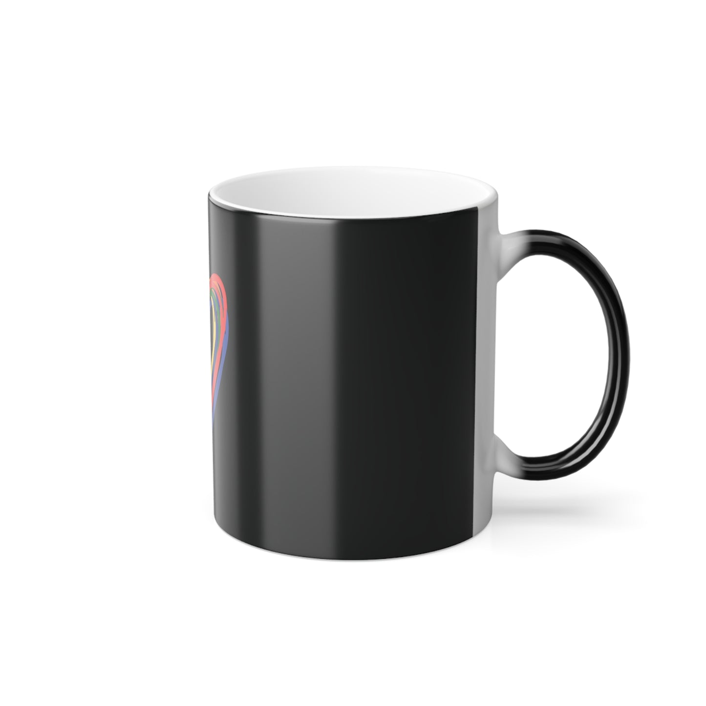 Rainbow Hearts Color Morphing Mug 11oz - Heat Reactive Ceramic Coffee Cup for Love, Family, and Pride