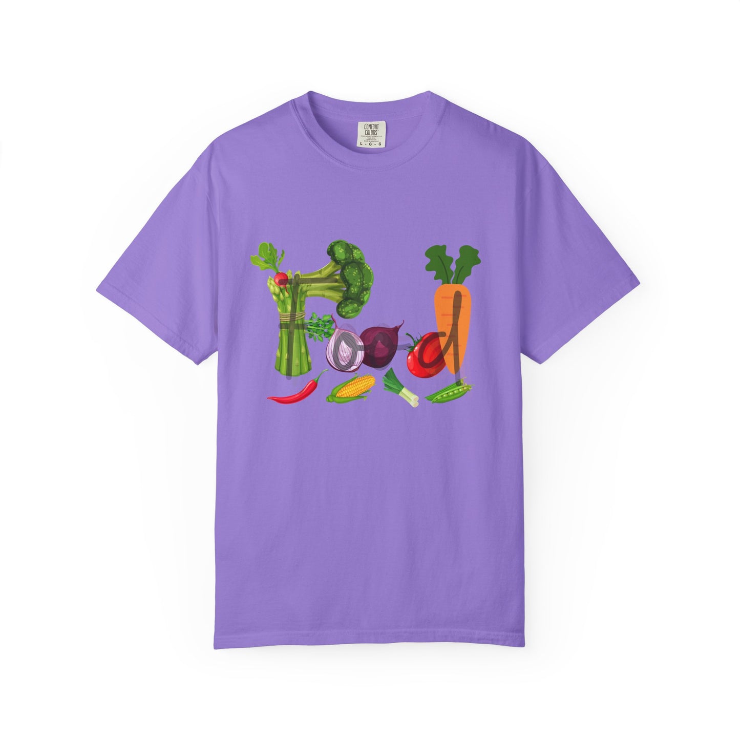 Food Unisex Garment-Dyed T-shirt, vegetables, healthy, groceries, snacks, cooking, gender neutral, casual, relaxed, soft, preshrunk cotton