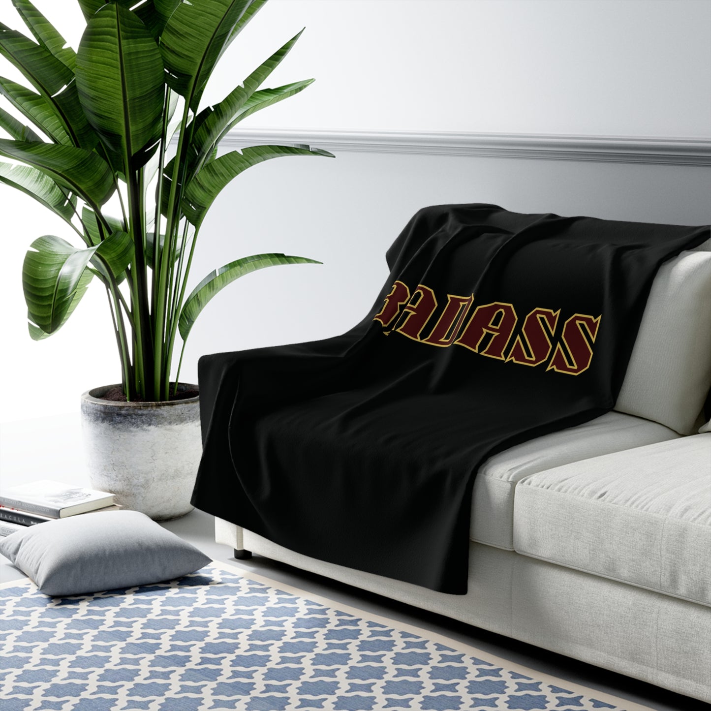 Badass Black Sherpa Fleece Blanket, Strong, Bold, Funny, Snarky, Attitude, Home Decor, Warm, Soft, Cozy, Gender Neutral, Throw, 50x60 60x80