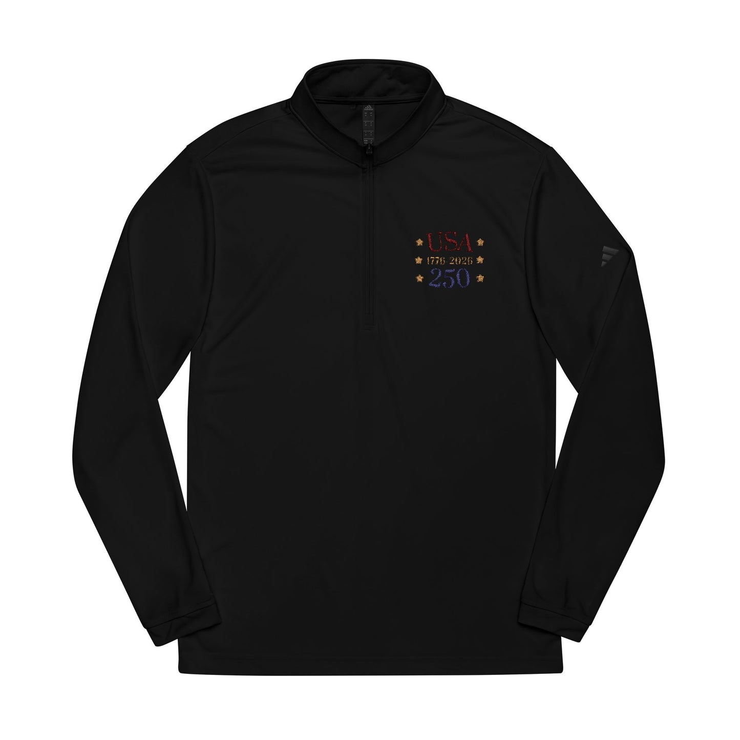 USA 250 Embroidered Quarter-Zip Pullover — 1776 Patriotic Sweatshirt
