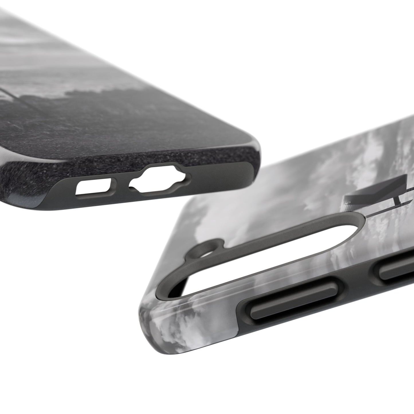 Road Sign Tough Phone Cases, iPhone & Samsung cases, wireless charging, black and white photo, nature, original art, gift birthday Christmas