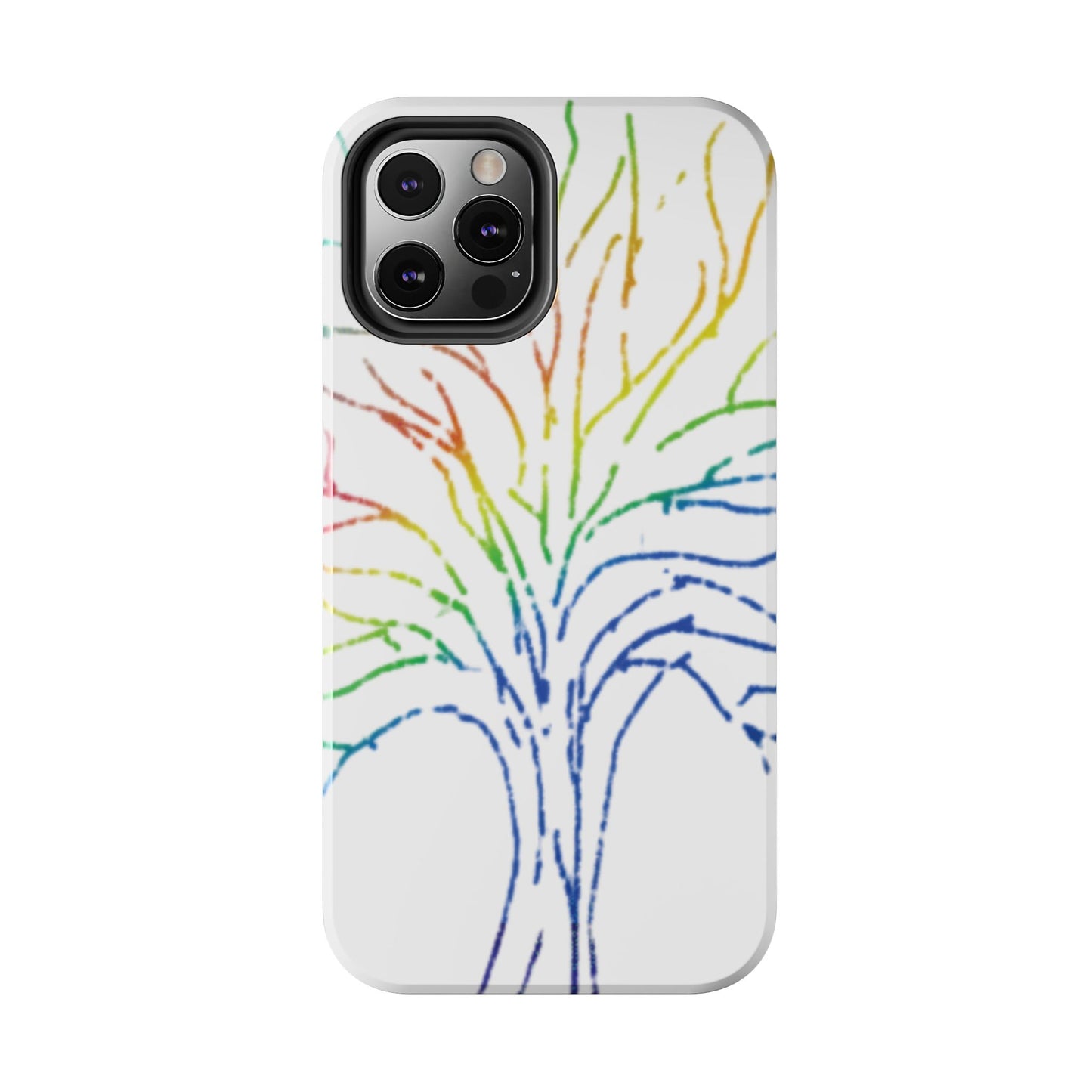 Rainbow Tree Tough Phone Cases - Colorful Nature Love Pride Gender Neutral Gifts for Friends, iPhone Samsung Wireless Charging Cover, LGBTQ+