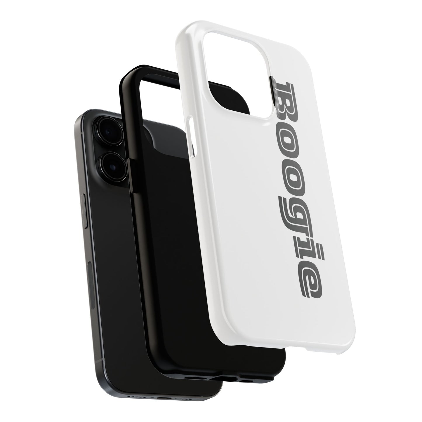 Boogie White Tough Phone Cases, iPhone Samsung cases, wireless charging, gender neutral women men friends kids teens gift birthday Christmas