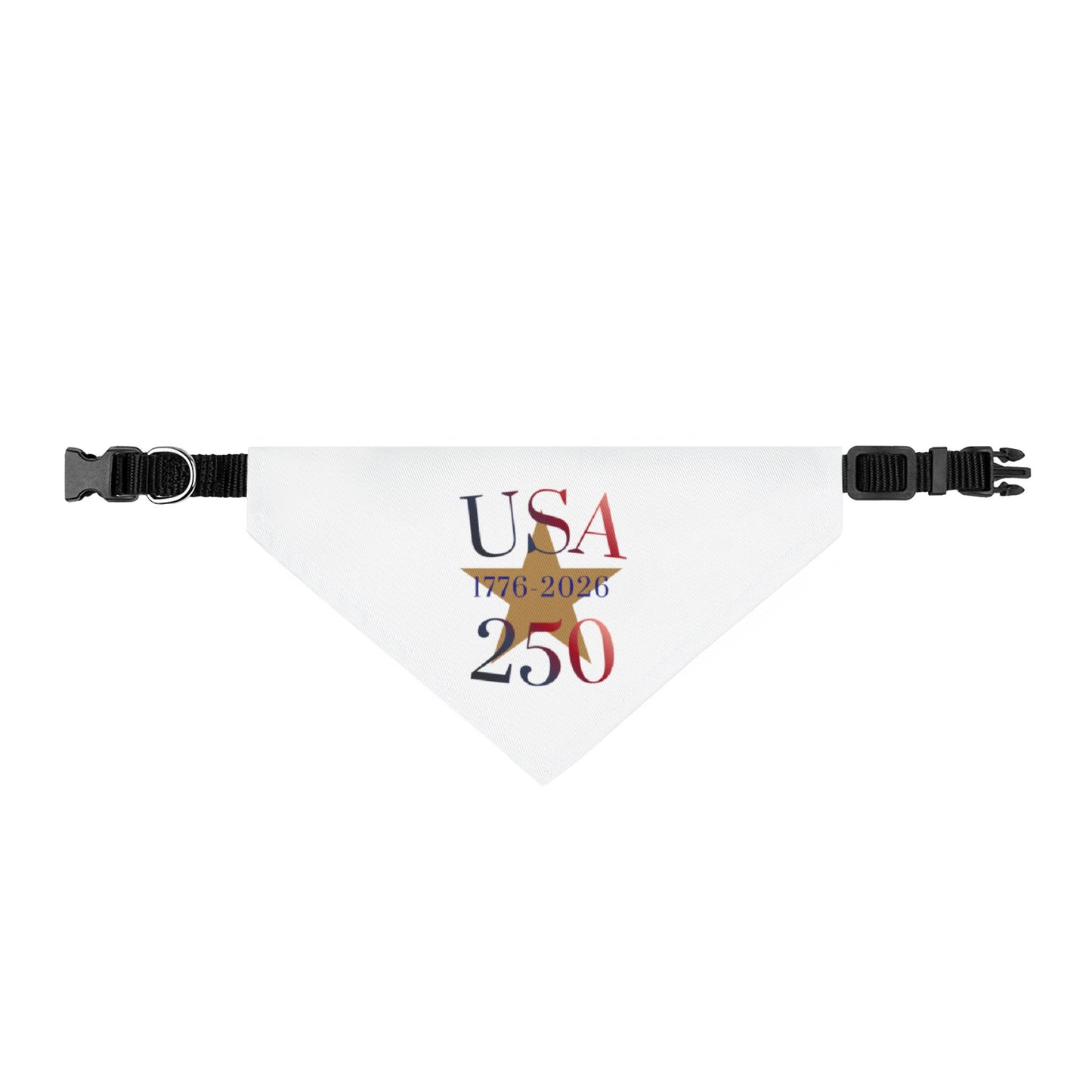 USA 250 Pet Bandana — 1776–2026 Patriotic Clip-On Dog Scarf