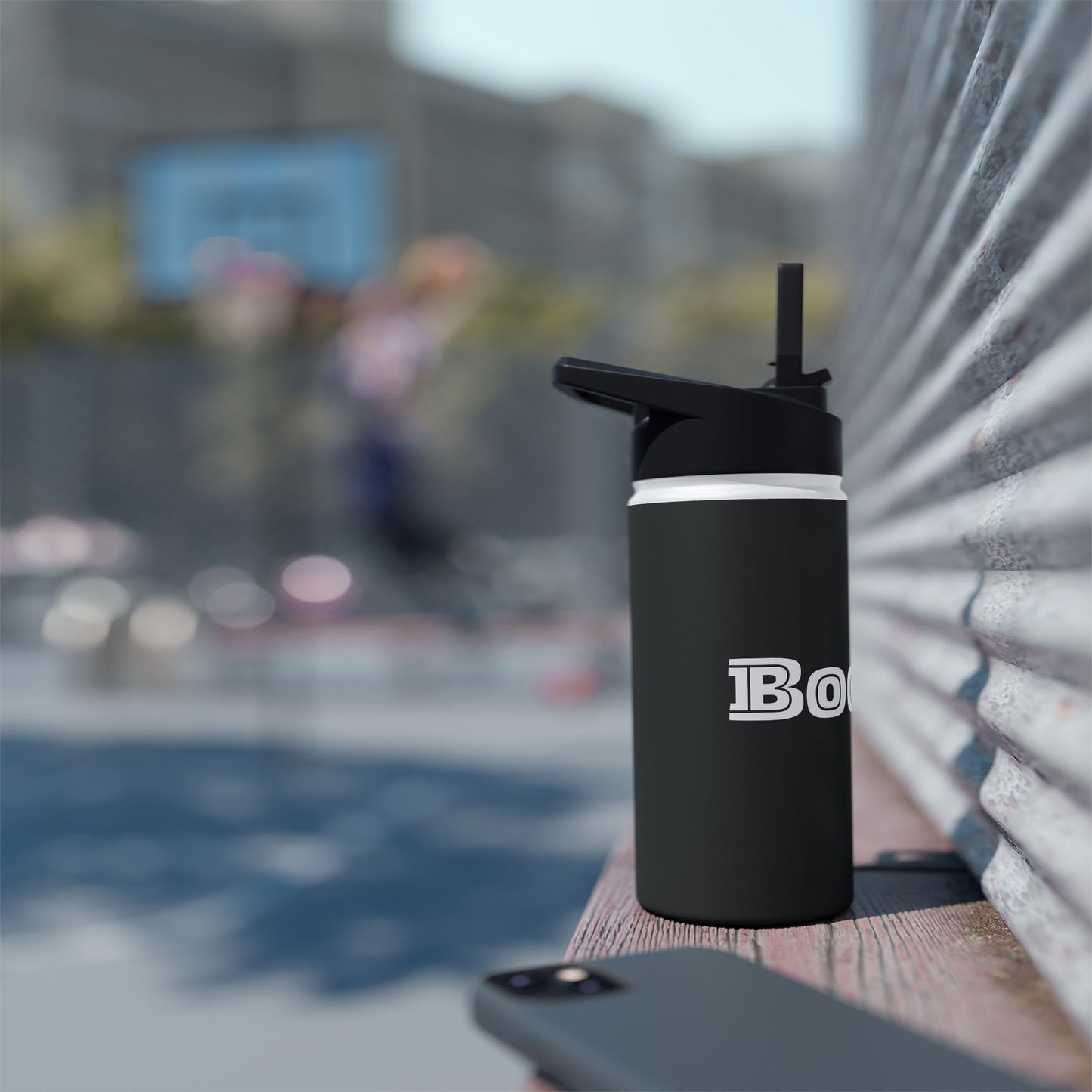 Boogie Black Stainless Steel Water Bottle, Gender Neutral, Gift, Exercise Run Workout, Eco BPA-free, Women Men Teens Gift Birthday Christmas
