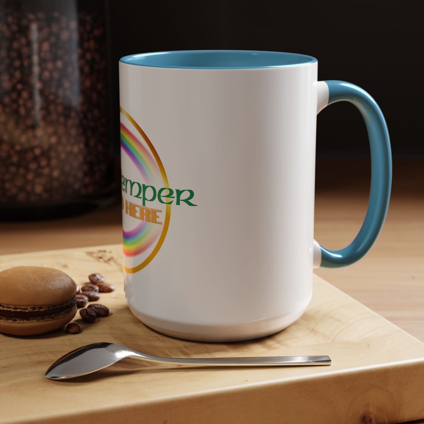 Coffee Mug - Irish Temper Found Here, Rainbow Design, BPA-Free Ceramic, St Patricks Gift