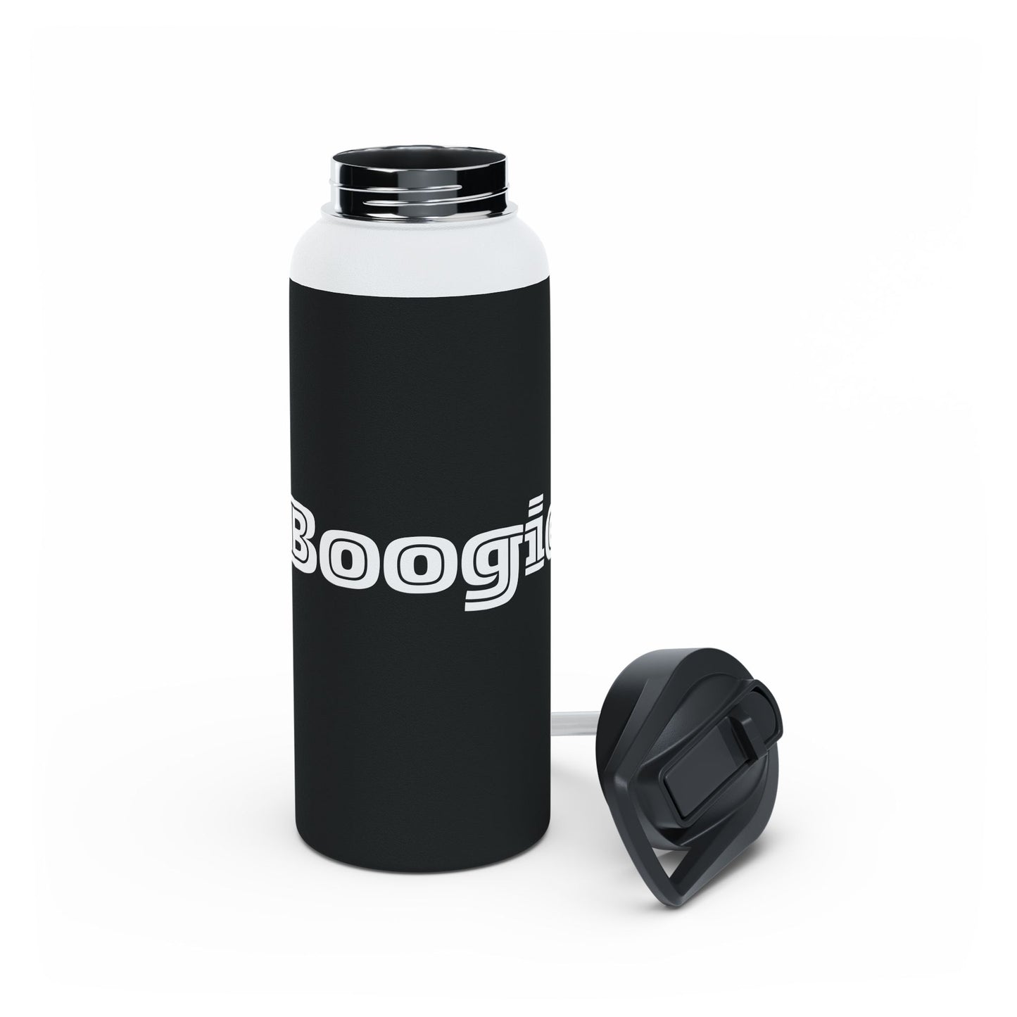 Boogie Black Stainless Steel Water Bottle, Gender Neutral, Gift, Exercise Run Workout, Eco BPA-free, Women Men Teens Gift Birthday Christmas