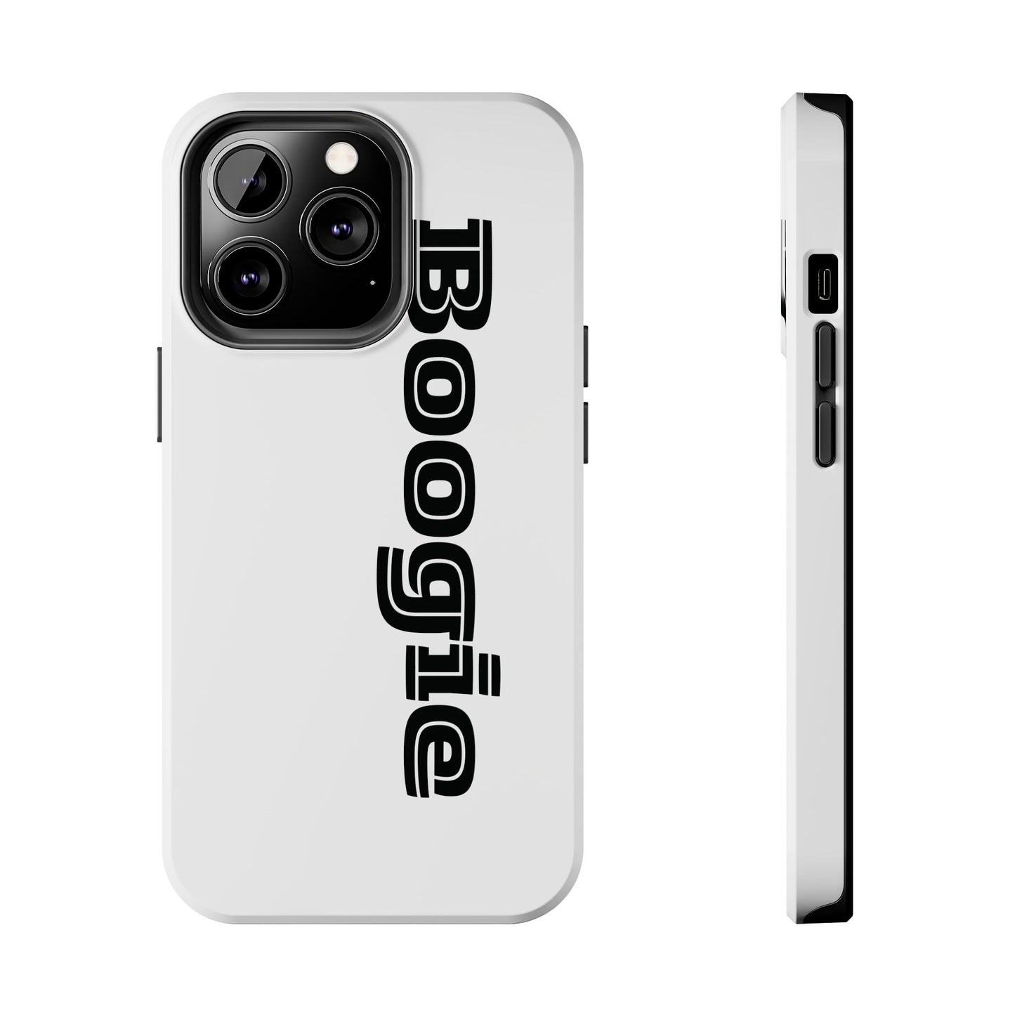 Boogie White Tough Phone Cases, iPhone Samsung cases, wireless charging, gender neutral women men friends kids teens gift birthday Christmas