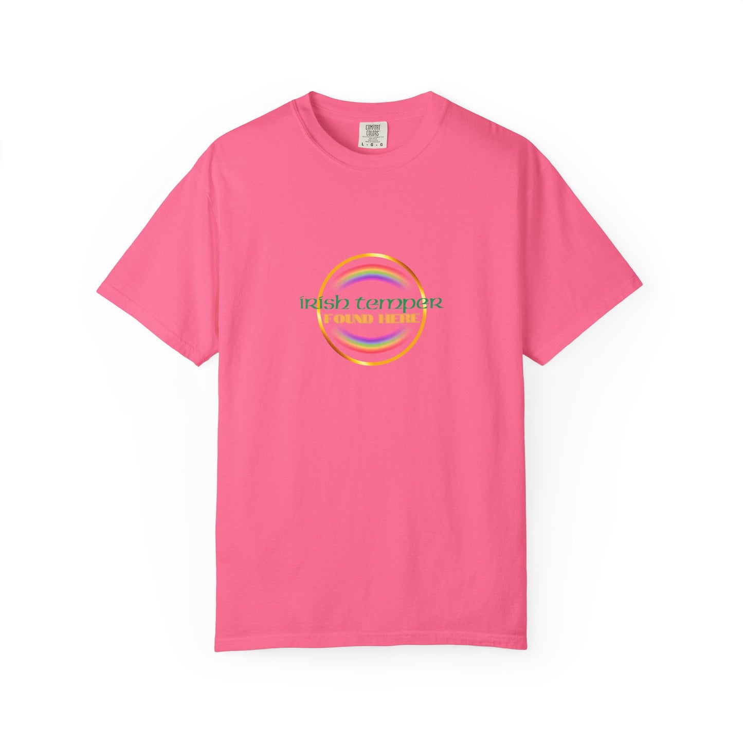 Irish Temper Found Here Unisex Garment-Dyed T-shirt, rainbow, fun, gender neutral, casual, relaxed, soft, preshrunk cotton, St Patricks Day