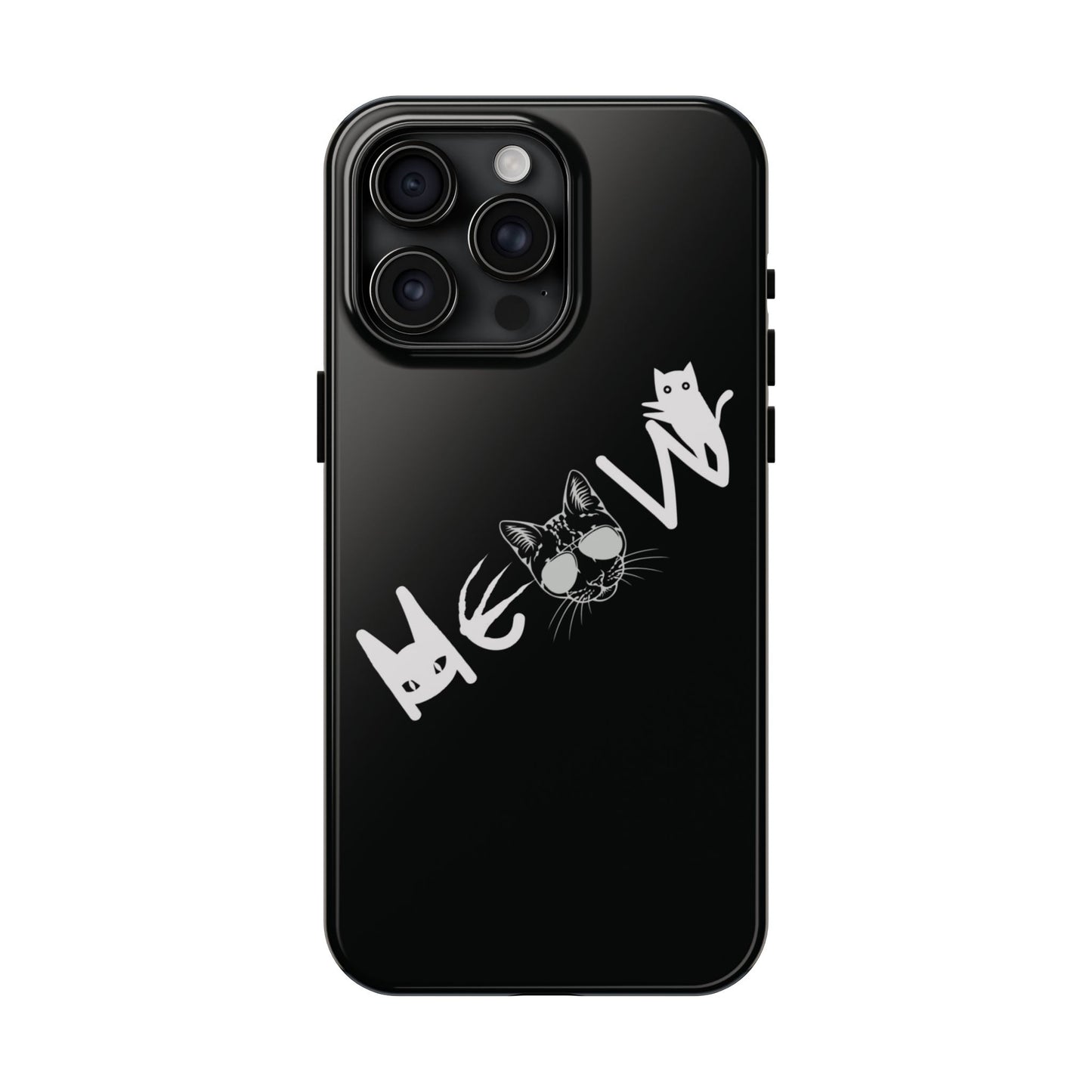 Meow Tough Phone Cases, iPhone & Samsung cases, wireless charging, cats, sassy, kitty, gender neutral, gifts, Halloween, birthday, Christmas
