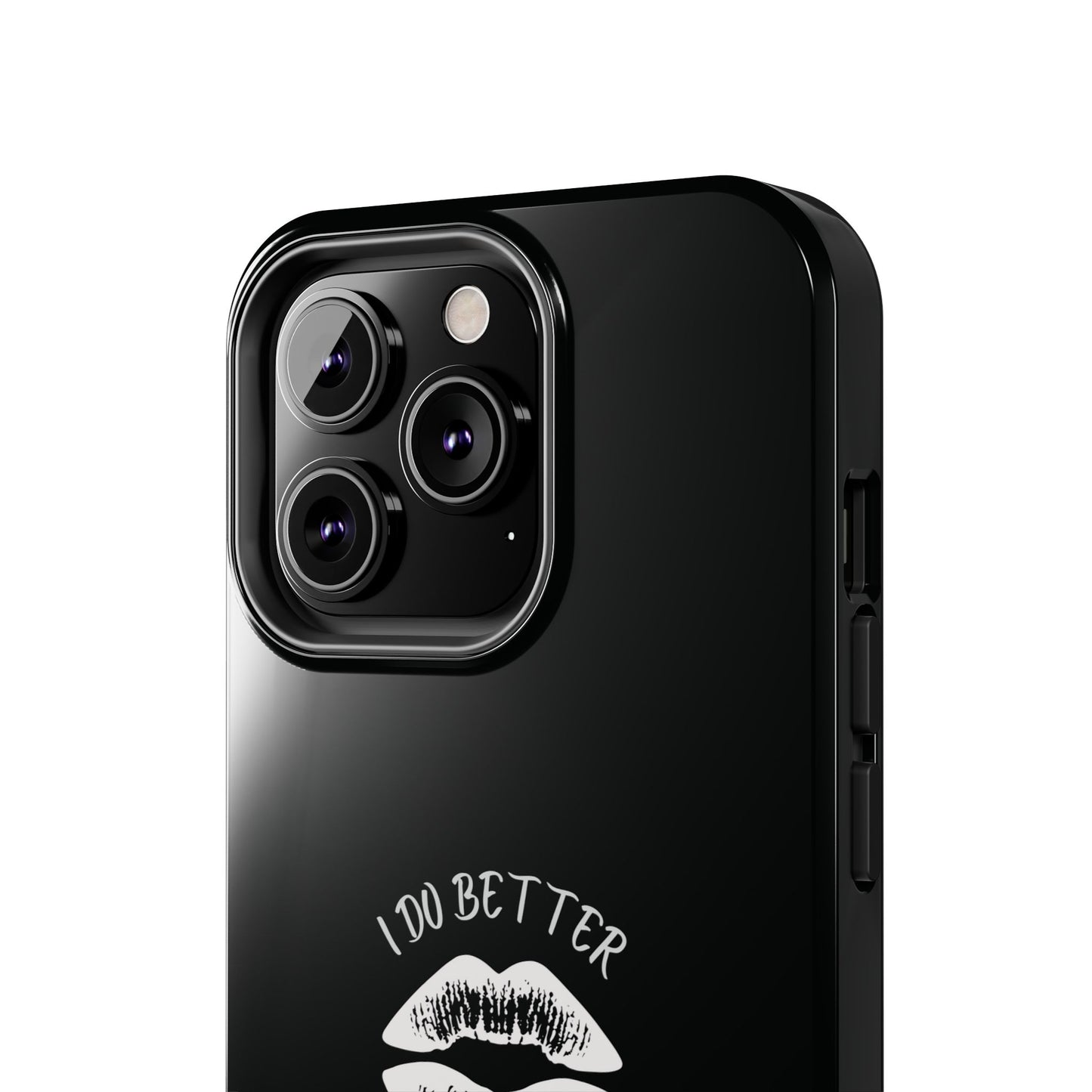 Glamorous Lipstick Tough Phone Cases - Empowered Gifts, Sassy Wireless Charging Cover, Fun Lips Samsung & iPhone Cases, Black Design