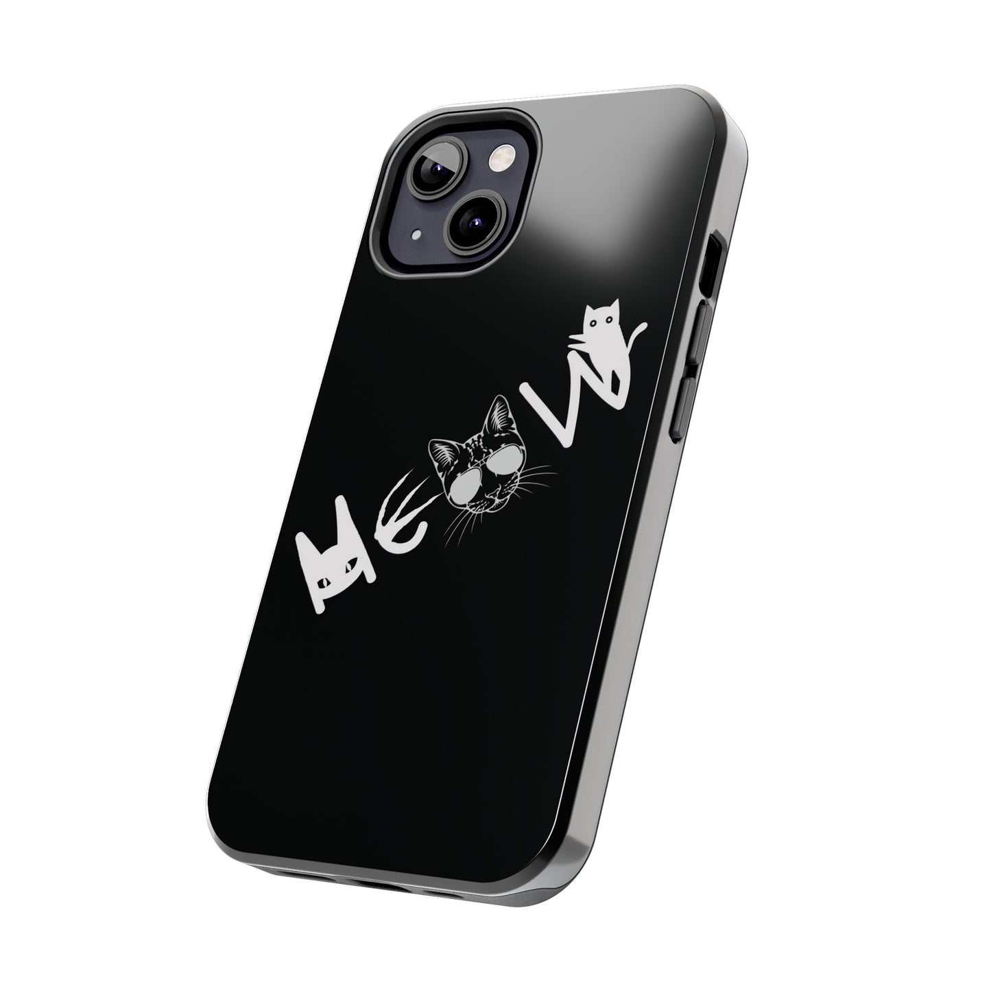 Meow Tough Phone Cases, iPhone & Samsung cases, wireless charging, cats, sassy, kitty, gender neutral, gifts, Halloween, birthday, Christmas