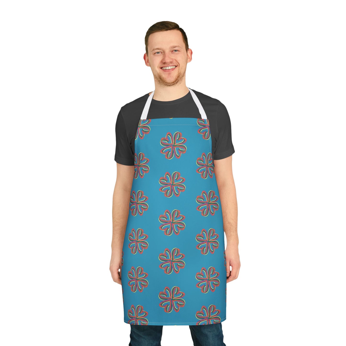 Apron, Turquoise Floral Unisex Chefs Apron, Grilling Cooking Kitchen Gender Neutral Gifts Women Men Friends Teens Birthday Christmas