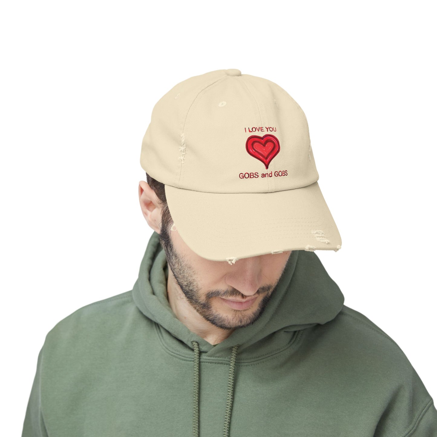 I Love You Gobs and Gobs Distressed Cap Hearts Gift Valentines Women Men Teens