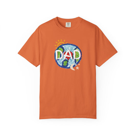 DAD Unisex Garment-Dyed T-shirt - Whole World, Sun, Moon & Stars, Heart - Fathers Day Gift