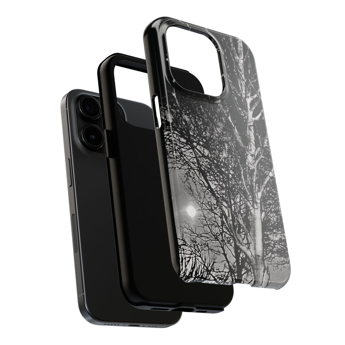 Worm Moon Night Trees Tough Phone Cases, iPhone & Samsung cases, wireless charging, trees, nature, spooky, original photo, gifts, Halloween