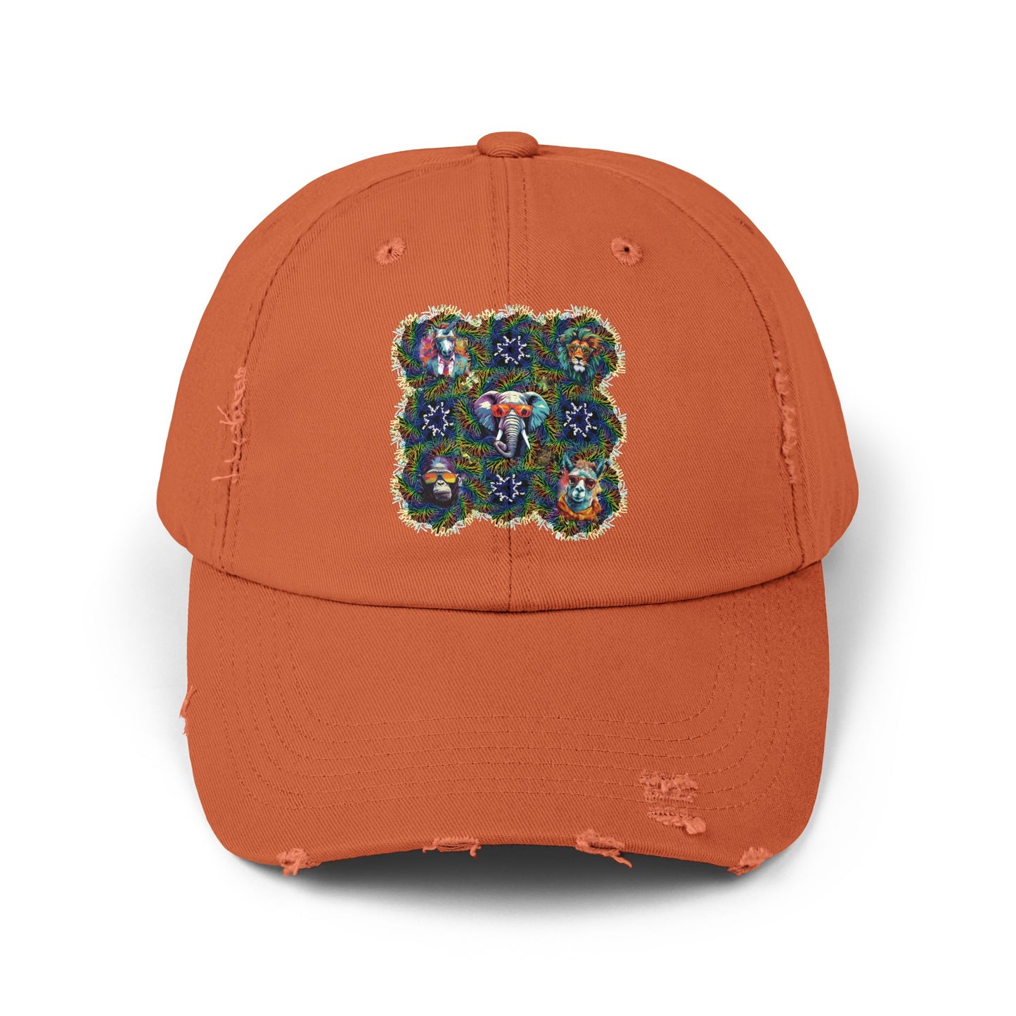 Wild & Cool Creatures Unisex Distressed Cap, Graphic Art, Animals, Gift, Hats, Cotton Twill, Adjustable, Gifts for Women Men Friends Teens