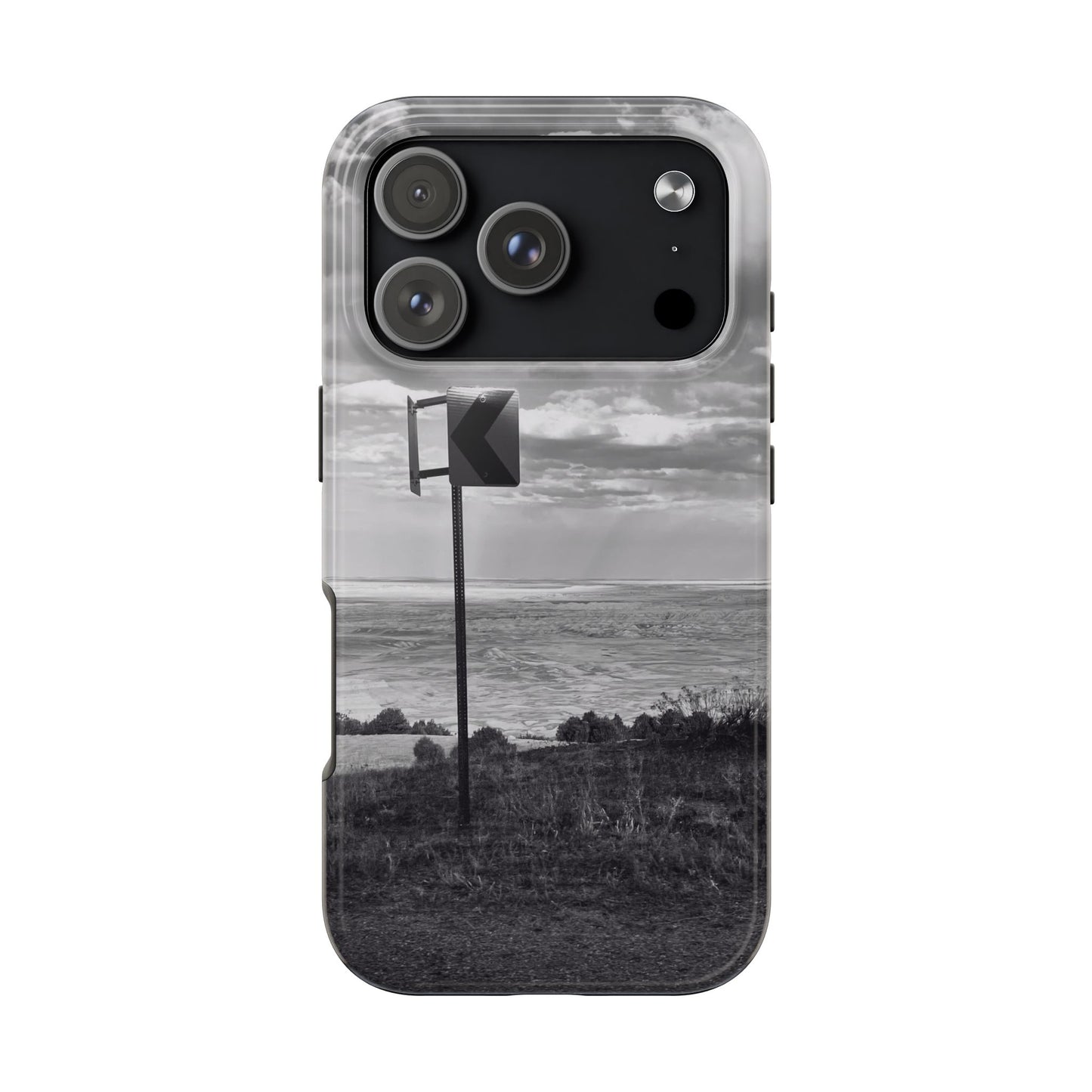 Road Sign Tough Phone Cases, iPhone & Samsung cases, wireless charging, black and white photo, nature, original art, gift birthday Christmas