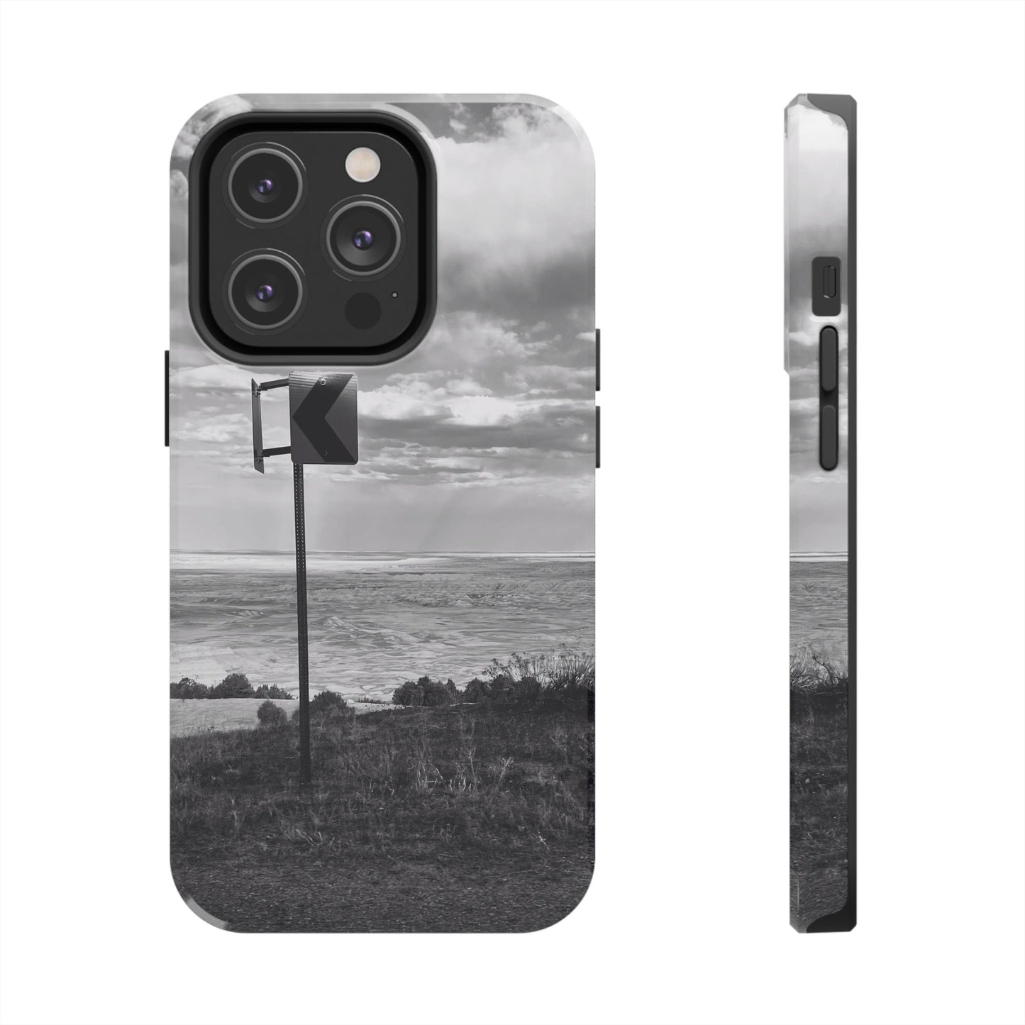 Road Sign Tough Phone Cases, iPhone & Samsung cases, wireless charging, black and white photo, nature, original art, gift birthday Christmas