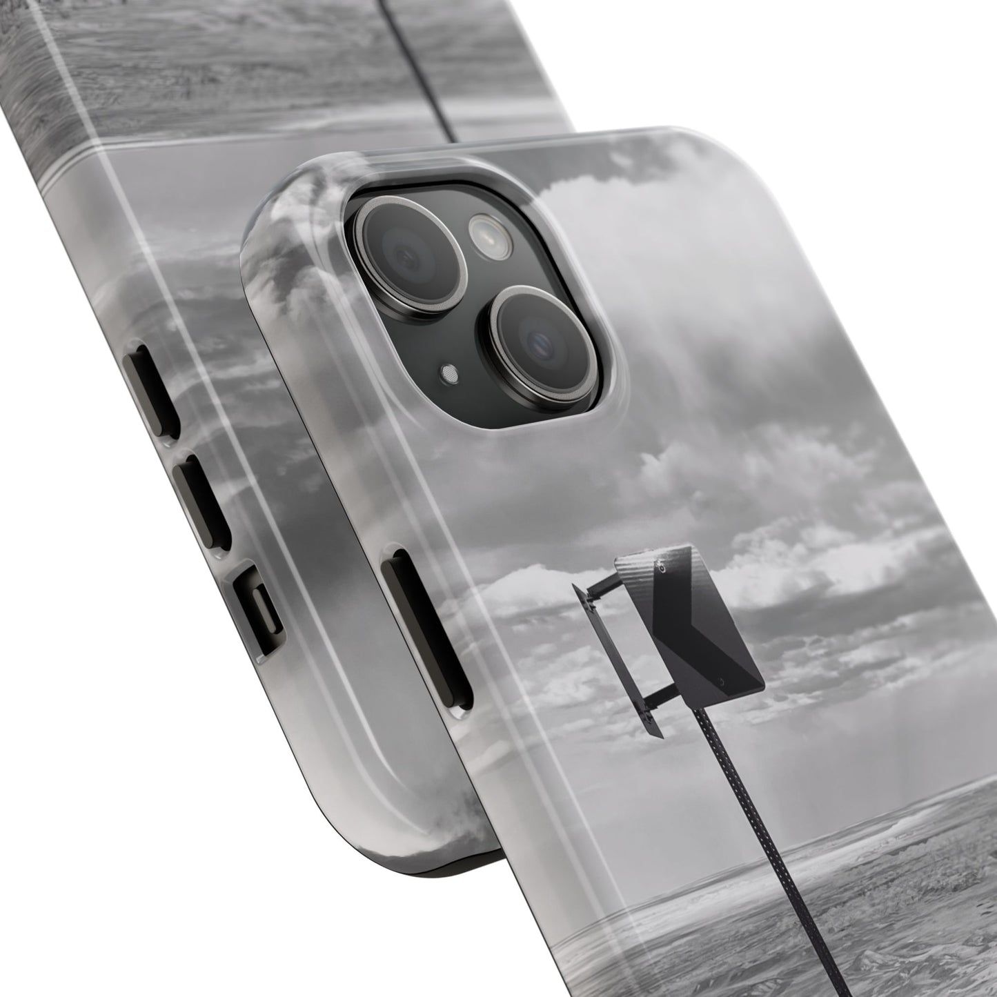 Road Sign Tough Phone Cases, iPhone & Samsung cases, wireless charging, black and white photo, nature, original art, gift birthday Christmas